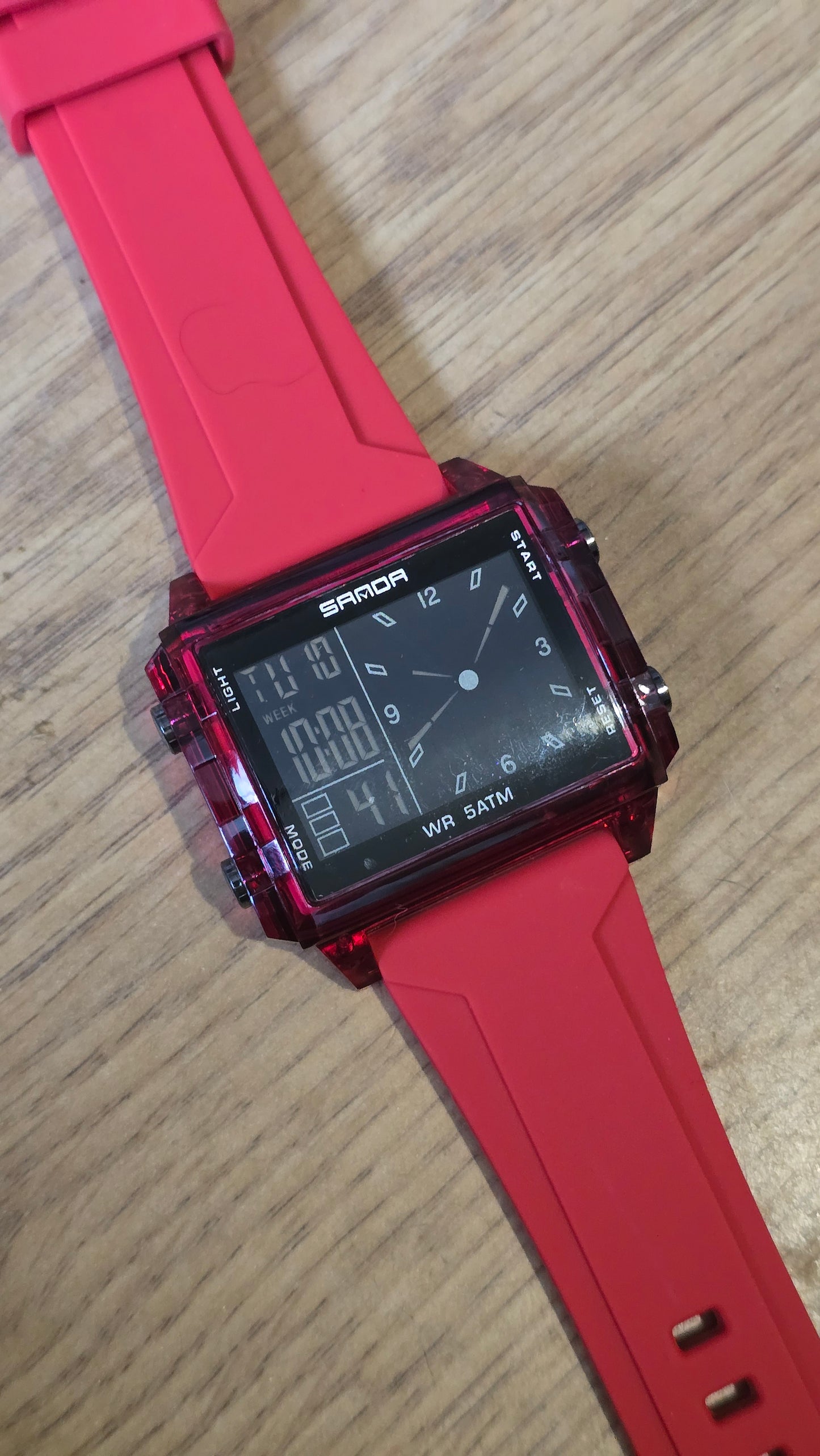 Sanda Mens Digital Quartz Watch - Red - New - 1