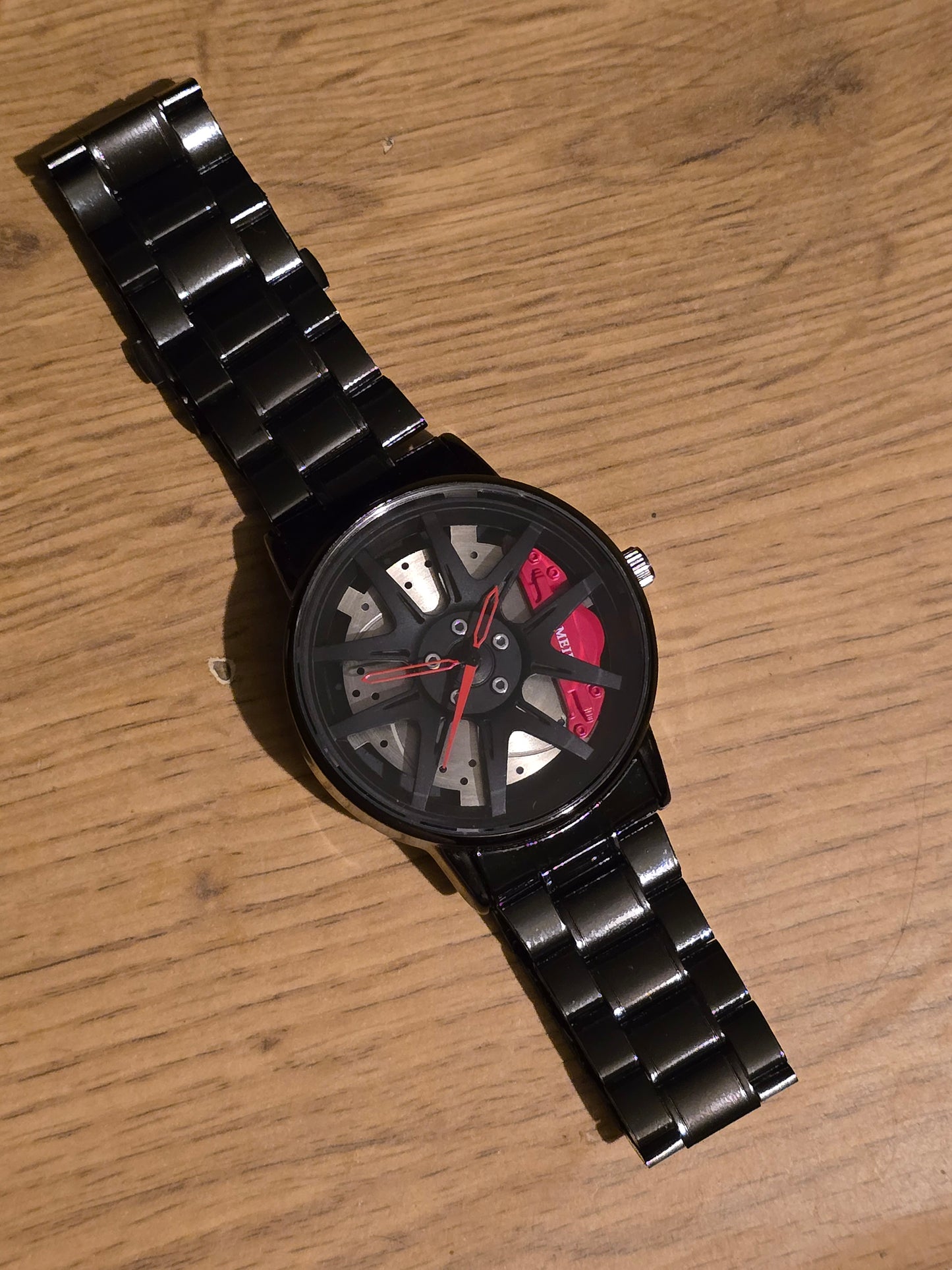 Mens Alloy Wheel Style Quartz Watch - Red - New - 1