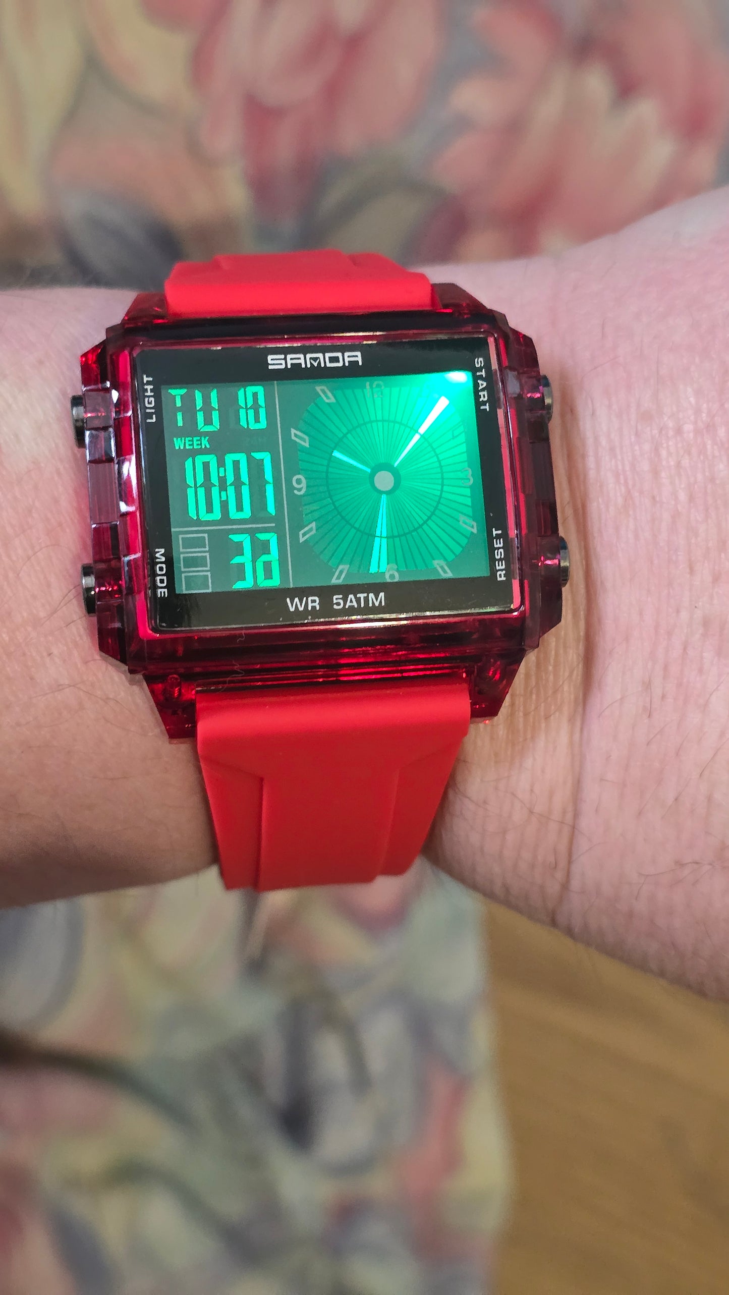 Sanda Mens Digital Quartz Watch - Red - New - 1