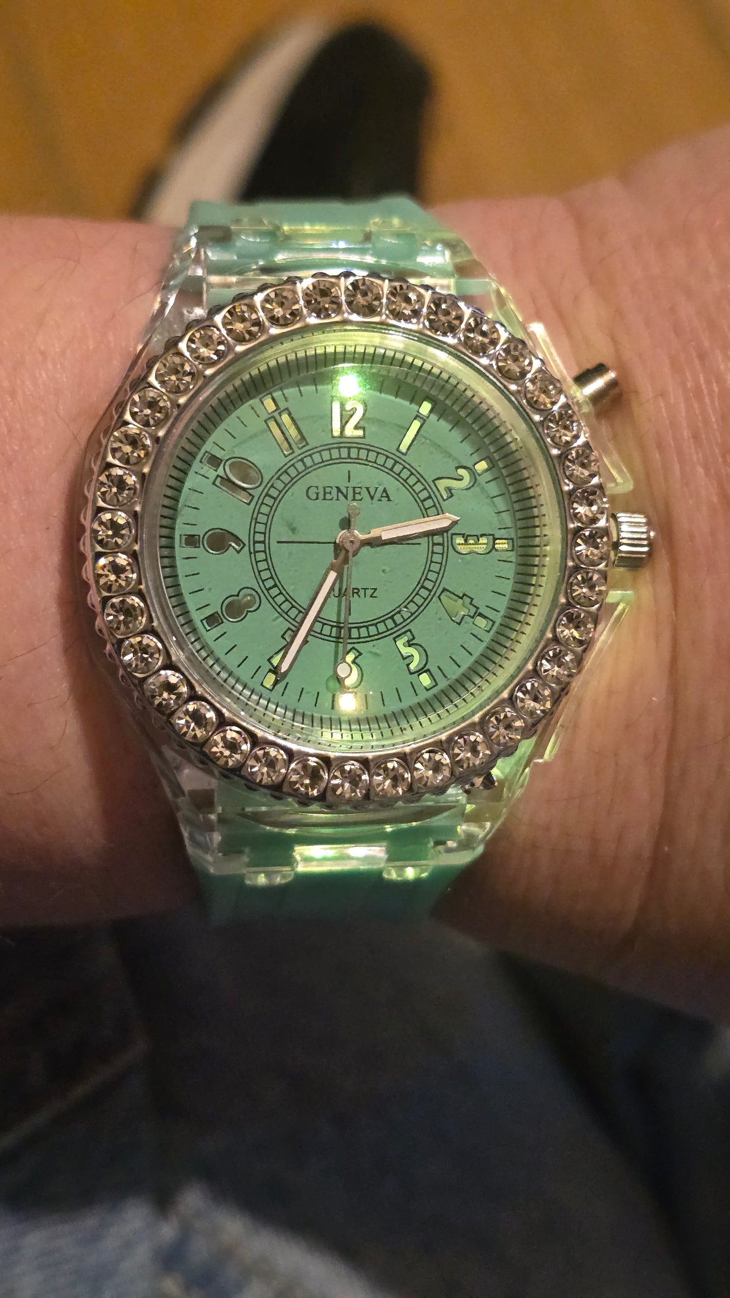 Geneva Unisex Multi-coloured LED Quartz Watch - Green - New