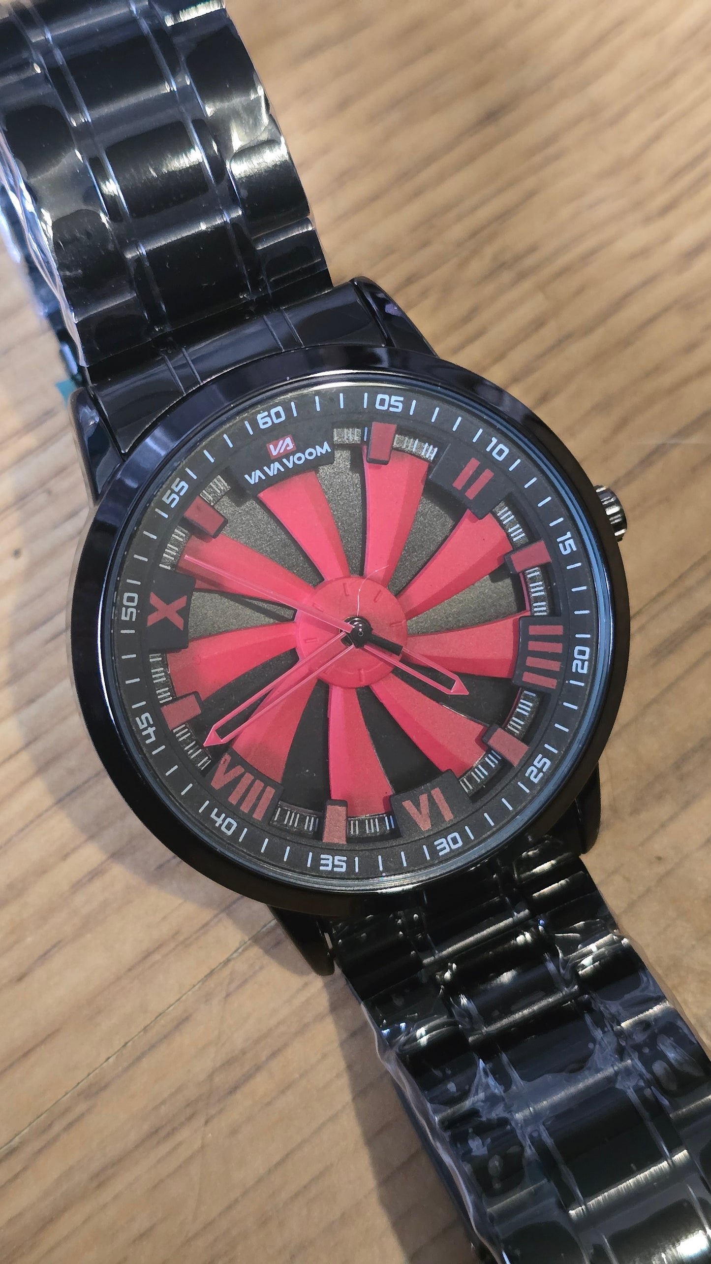 Va Va Voom Mens Revolving Wheel Sports Watch - Red - New - 1