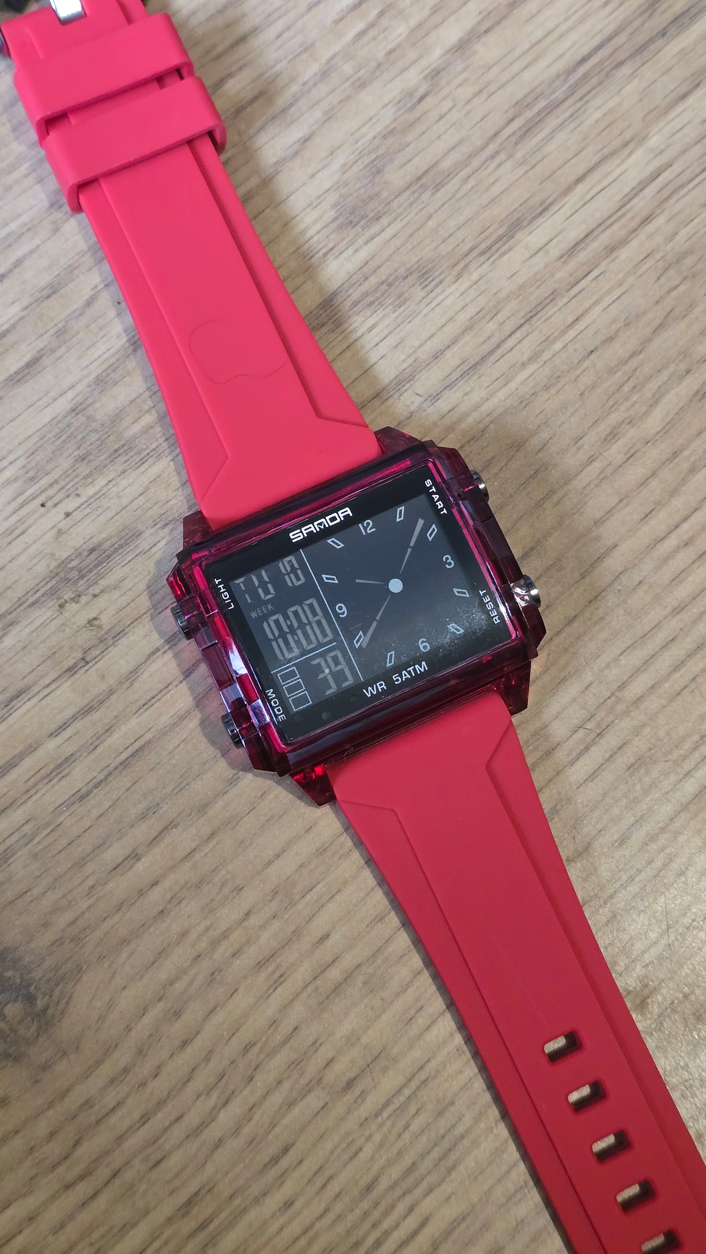 Sanda Mens Digital Quartz Watch - Red - New - 1