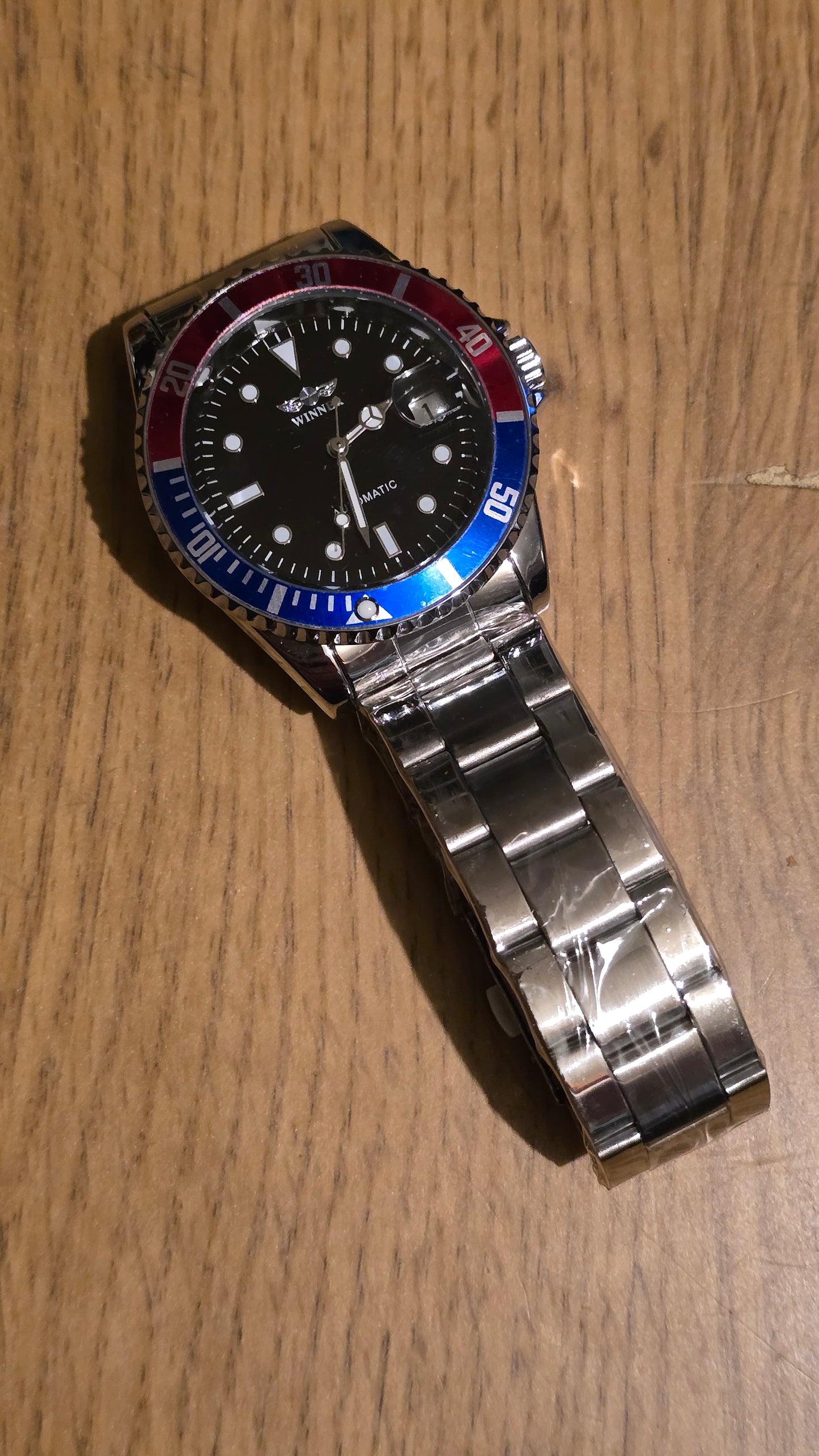 Winner Mens Automatic Self-Winding Watch - Blue/Red - New