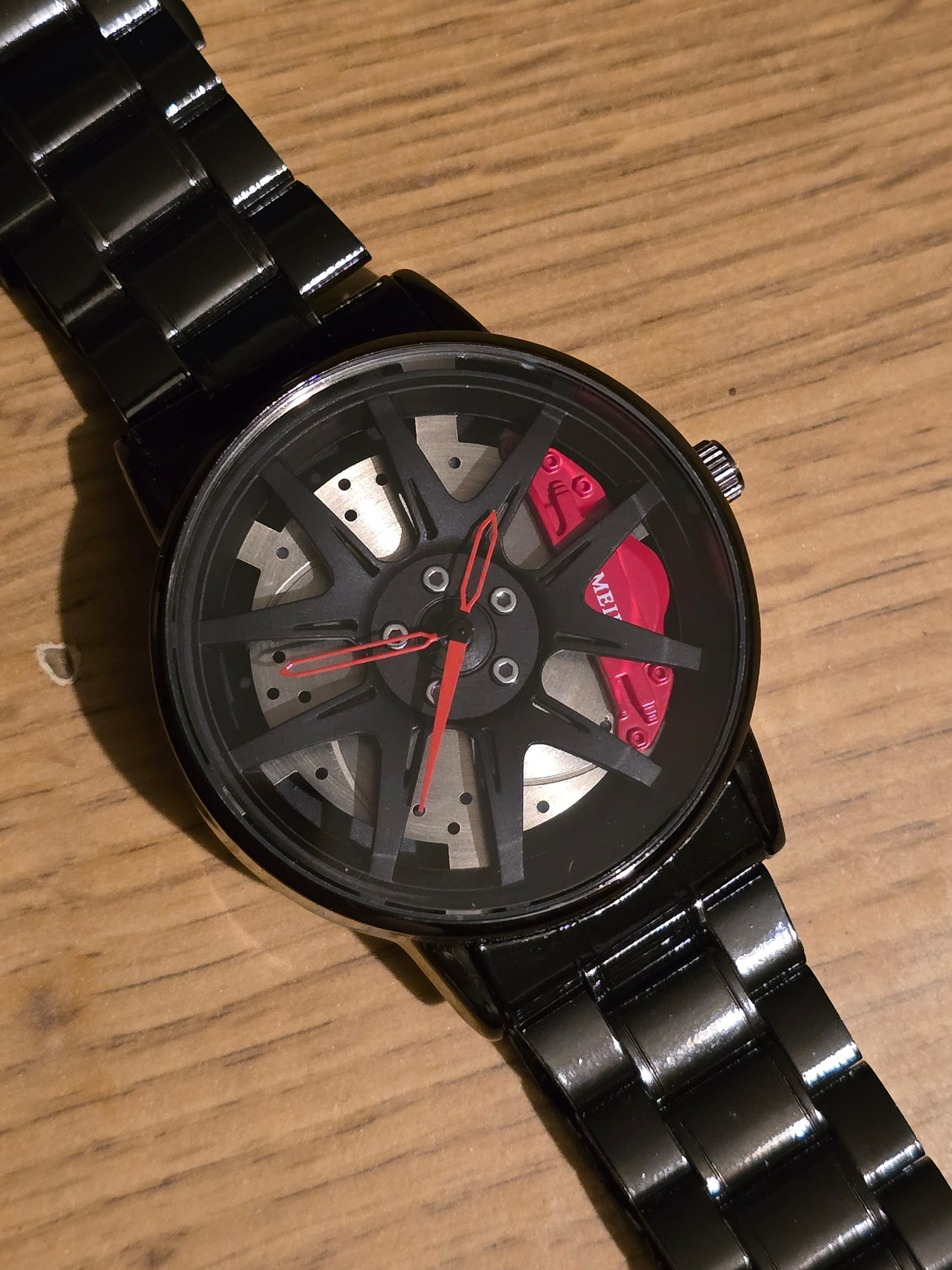 Mens Alloy Wheel Style Quartz Watch - Red - New - 1