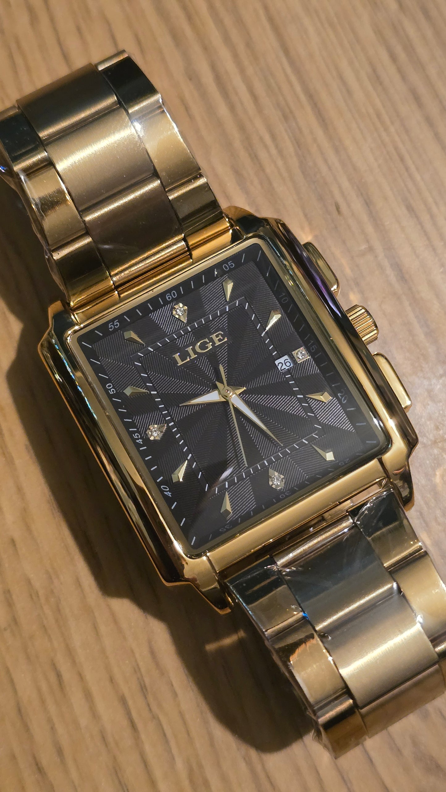 Lige Gold Coloured Mens Quartz Watch - New