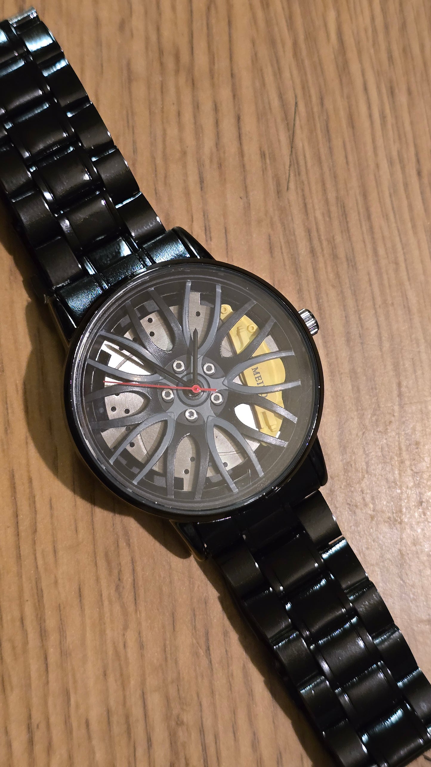 Mens / Unisex Alloy Wheel Style Quartz Watch - Yellow - New - 1