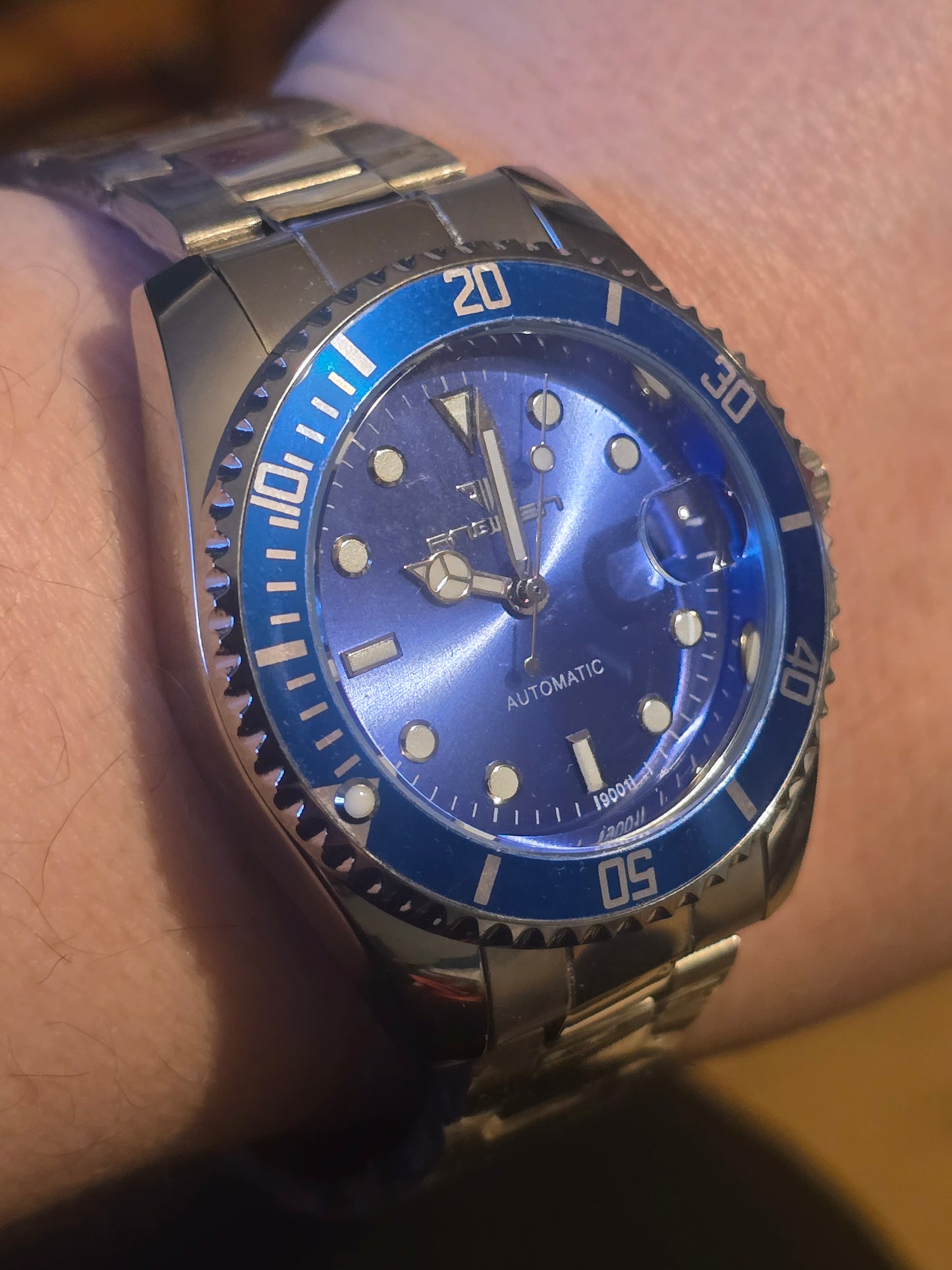 Fngeen Blue Mens Automatic Self-Winding Watch - New