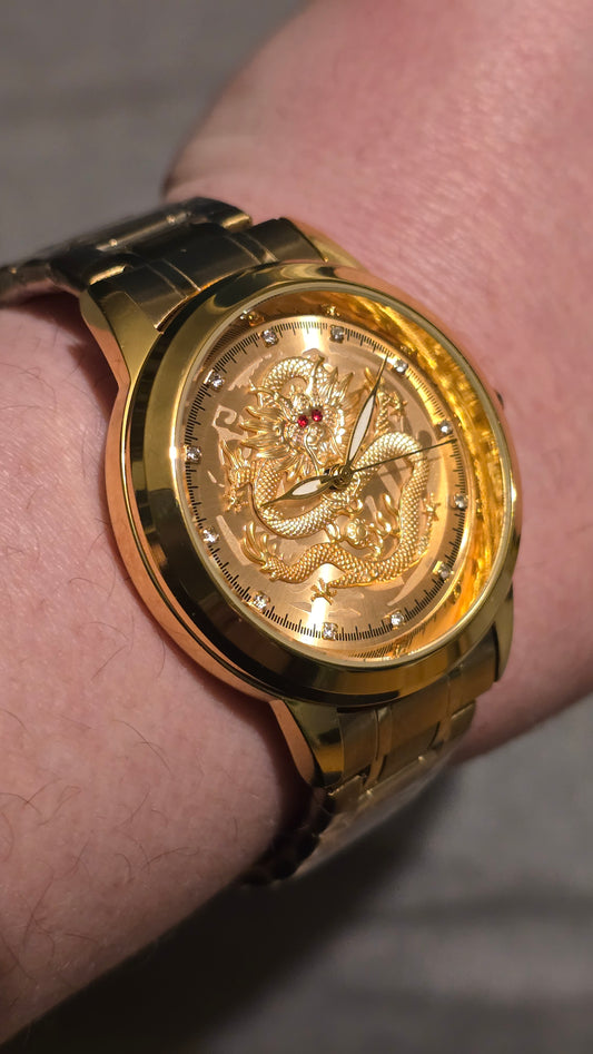 Automatic Mens Mechanical Self-Winding Dragon Watch - New