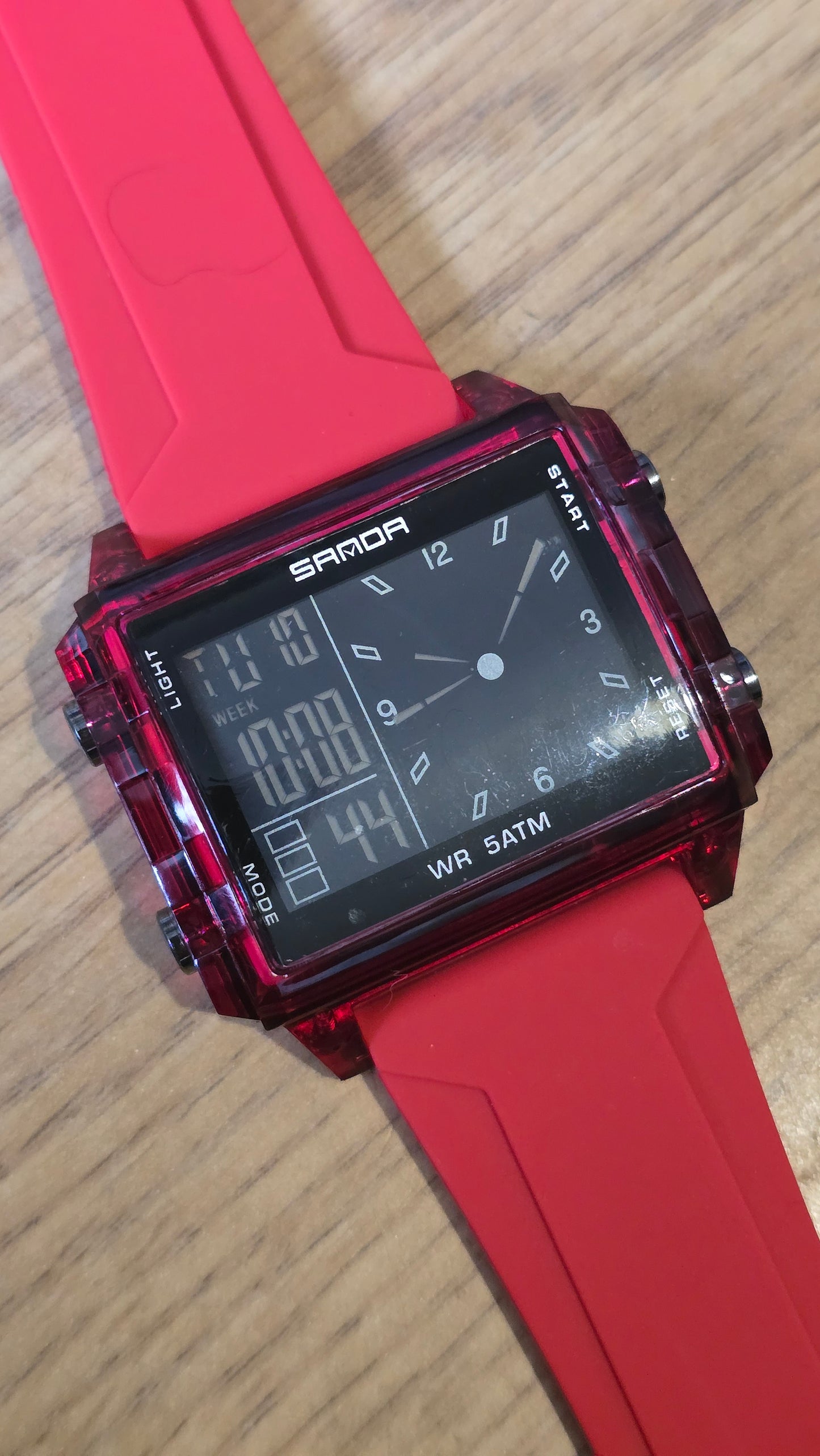 Sanda Mens Digital Quartz Watch - Red - New - 1