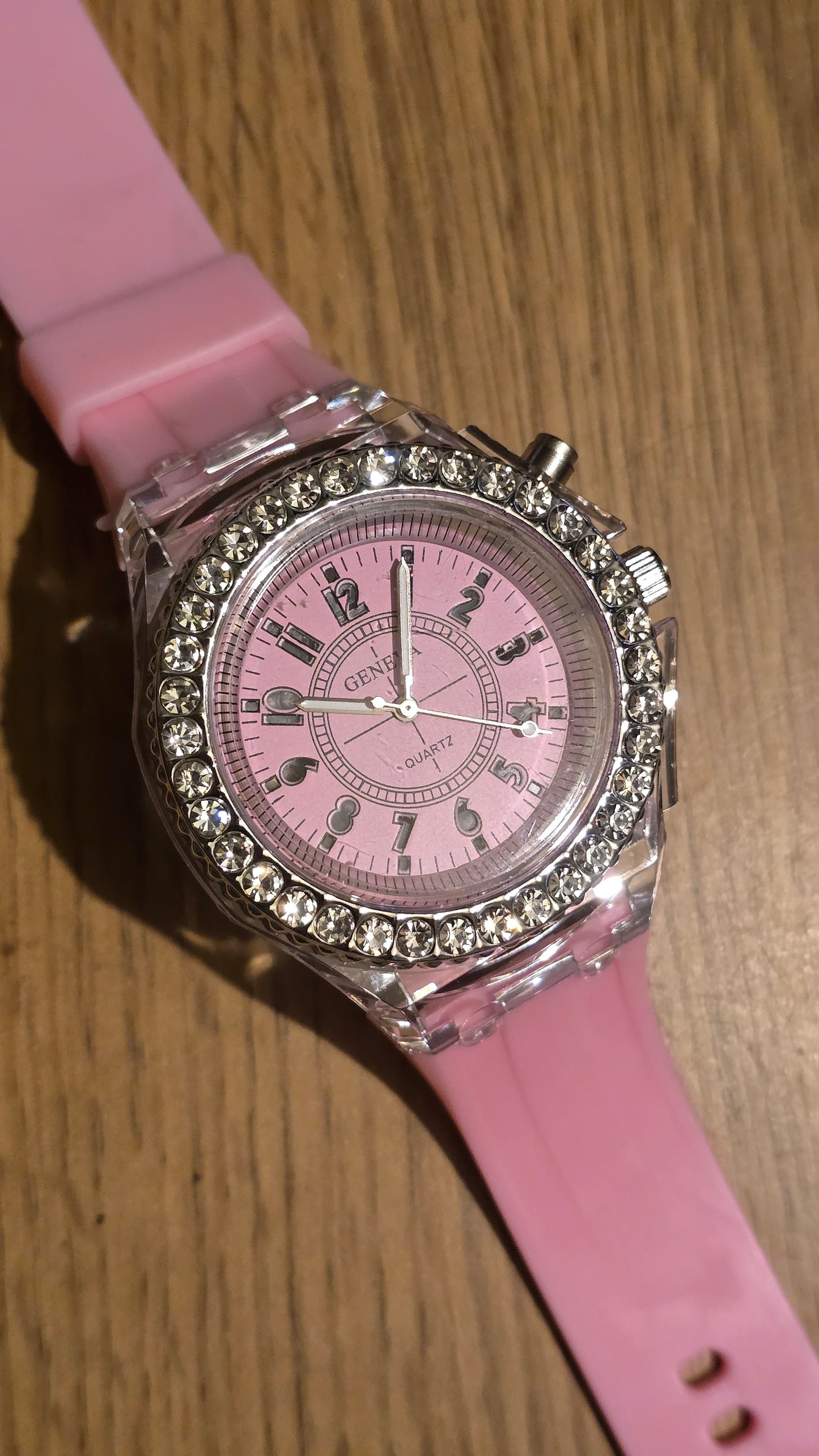 Geneva Unisex Multi-coloured LED Quartz Watch - Pink - New