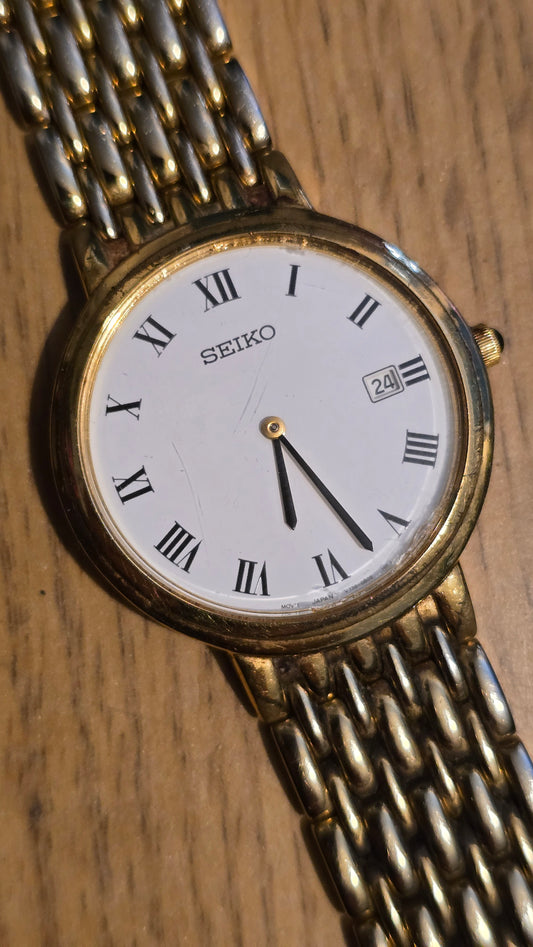 Seiko Mens Gold Plated Quartz Watch - Pre-owned