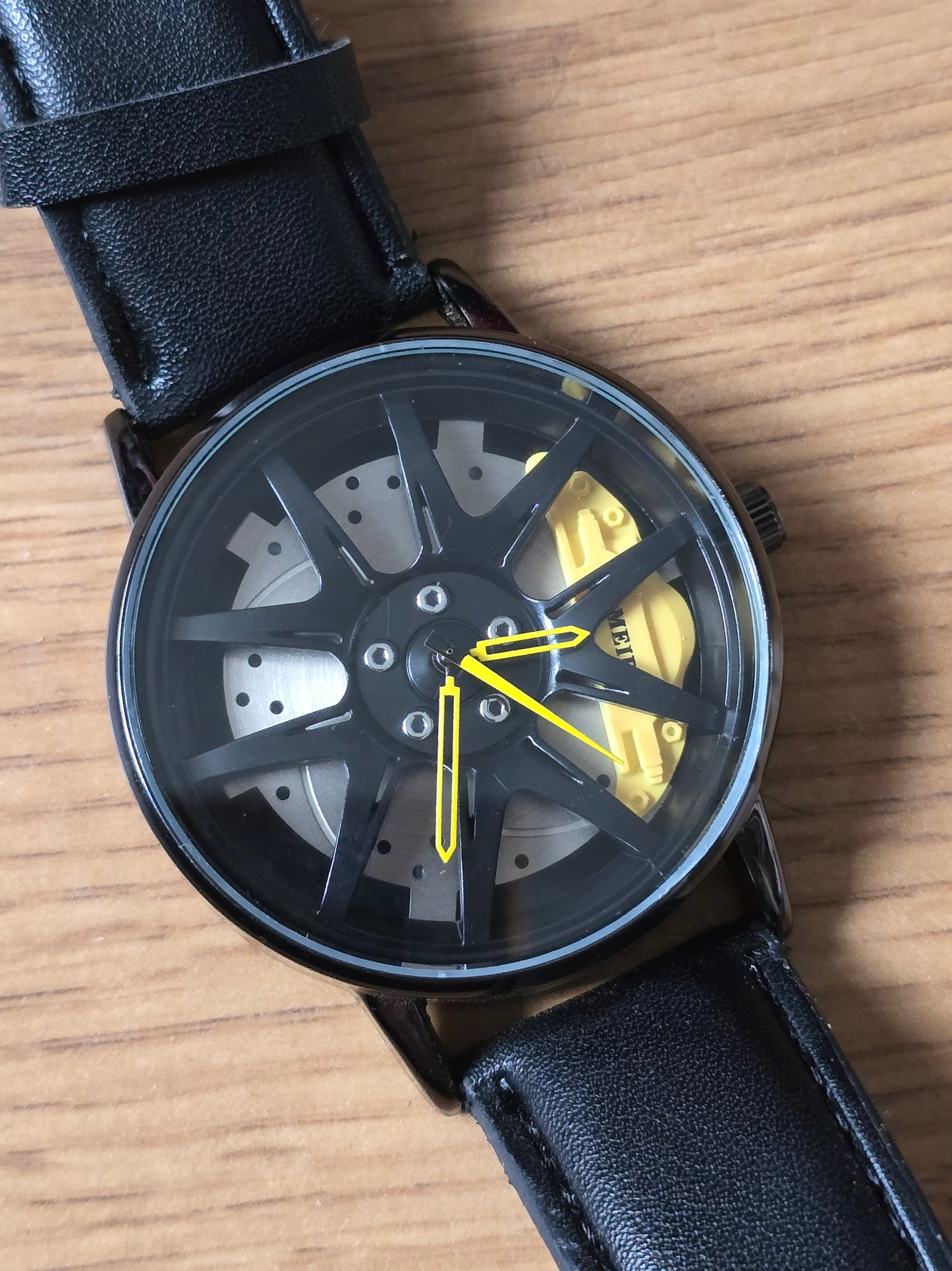 Mens Alloy Wheel Style Quartz Watch - Yellow - New - 1