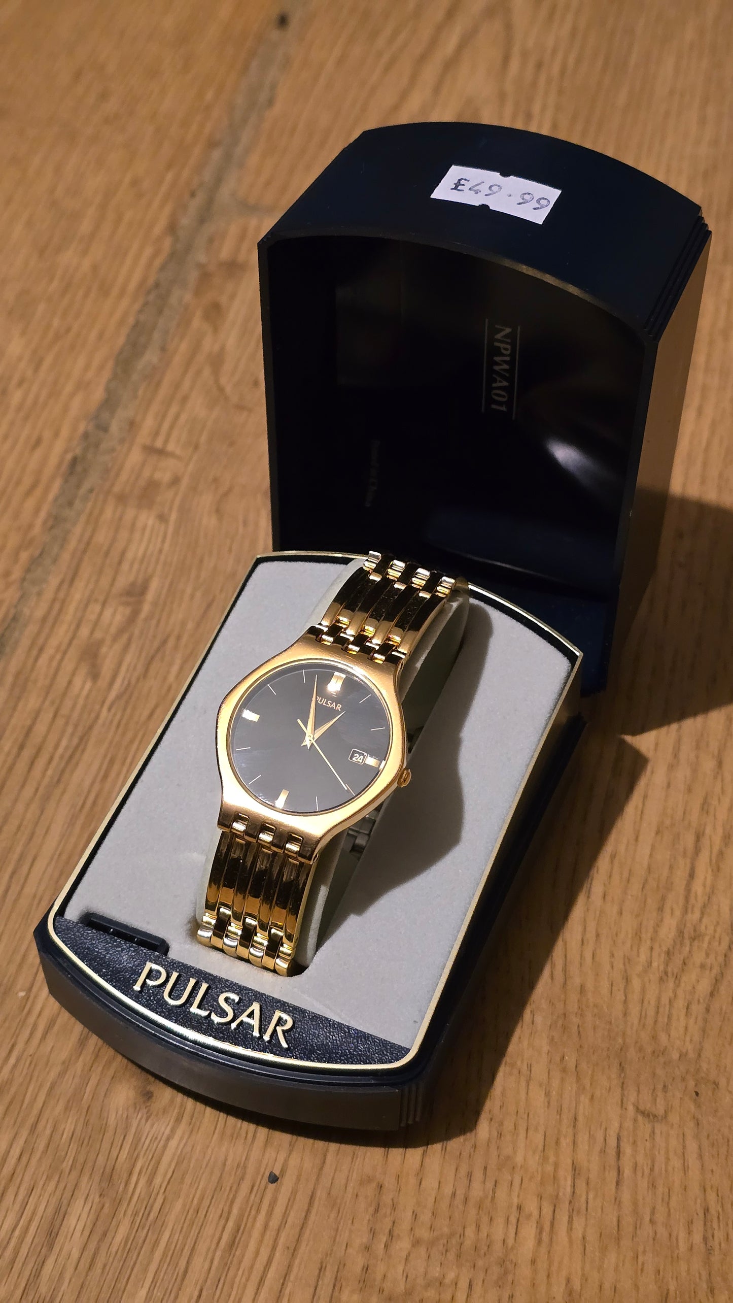 Pulsar Mens Gold Plated Quartz Watch - New
