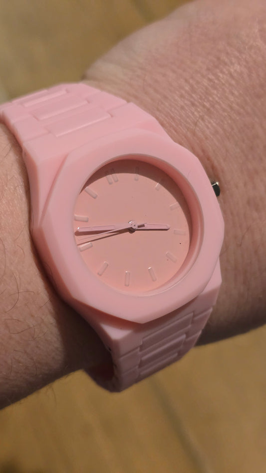 Mens / Unisex Pink Quartz Watch - New