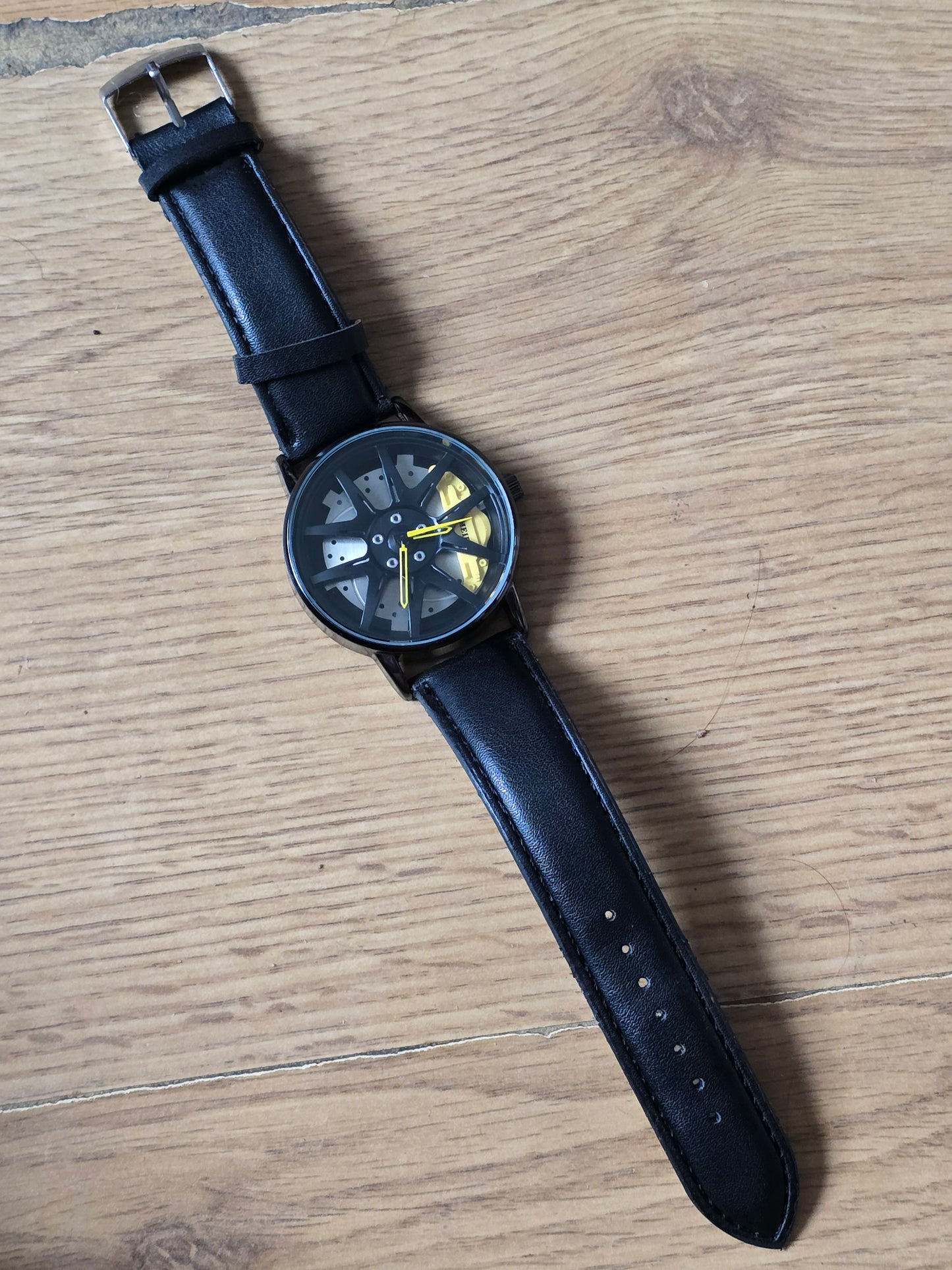 Mens Alloy Wheel Style Quartz Watch - Yellow - New - 1