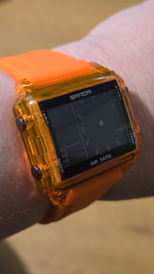 Sanda Mens Digital Quartz Watch - Orange - New