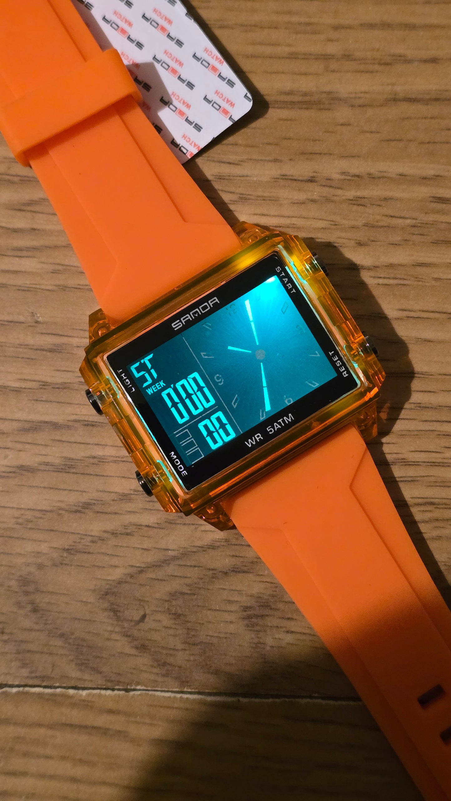 Sanda Mens Digital Quartz Watch - Orange - New - 1