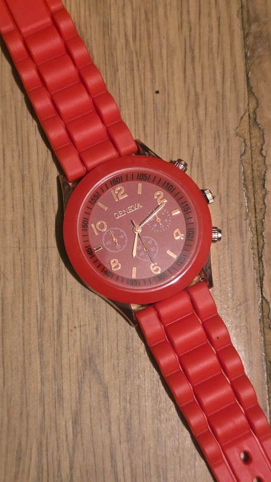 Geneva Ladies Quartz Watch - Red - New
