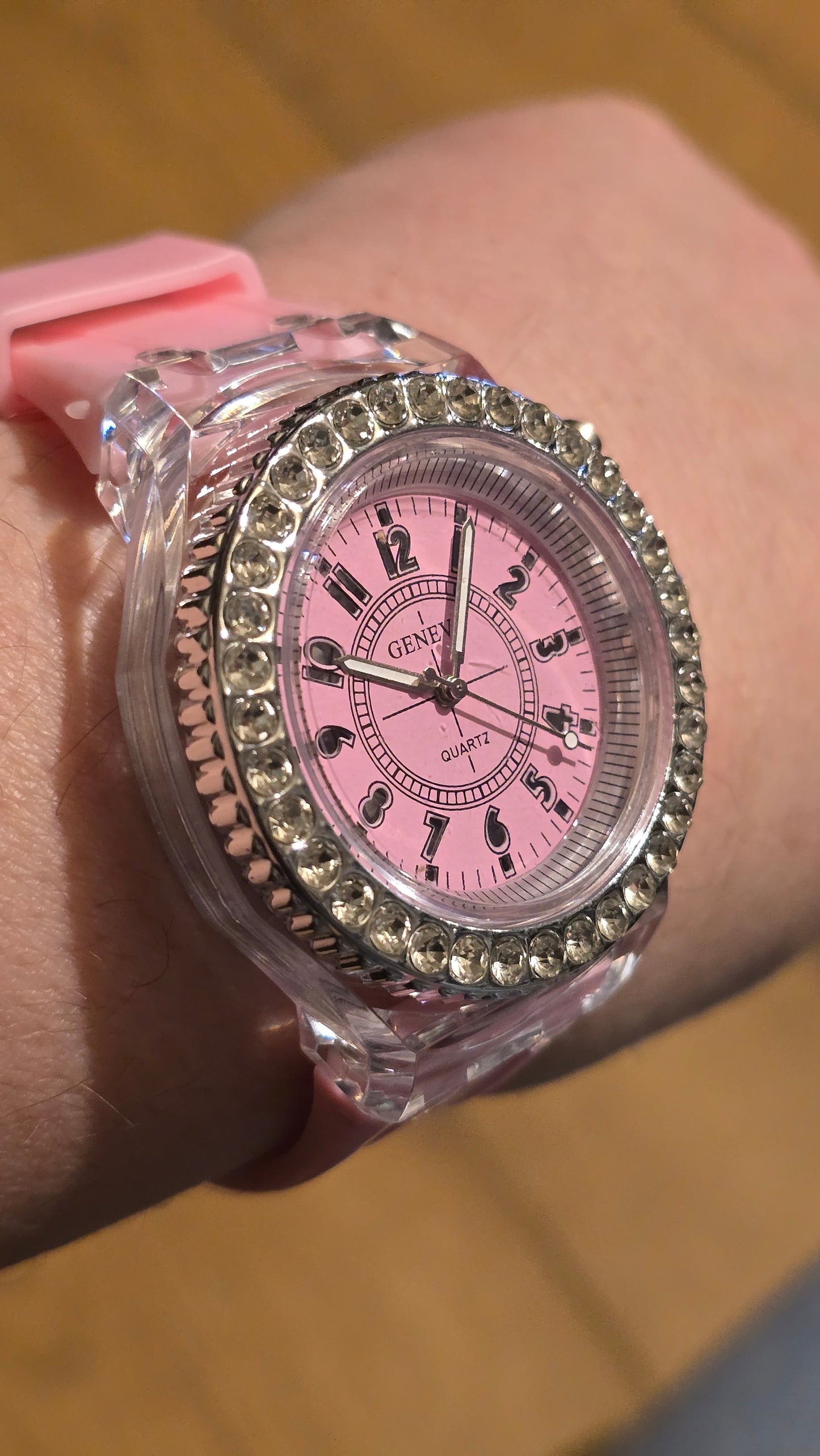 Geneva Unisex Multi-coloured LED Quartz Watch - Pink - New