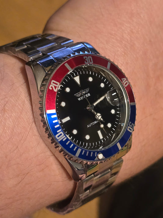Winner Mens Automatic Self-Winding Watch - Red/Blue - New - 1