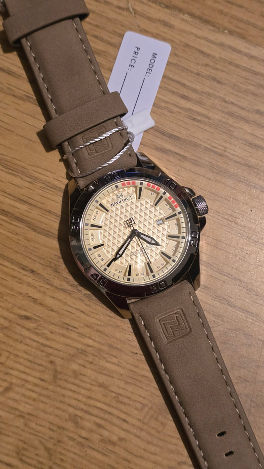 Naviforce Mens Sports Quartz Watch - Beige - New