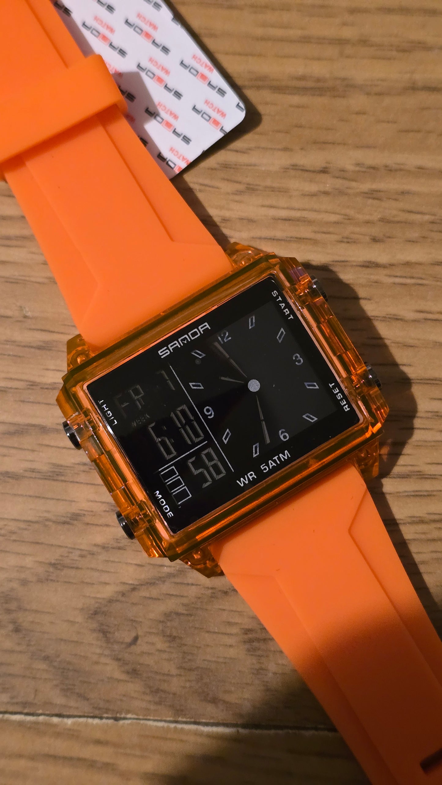 Sanda Mens Digital Quartz Watch - Orange - New - 1