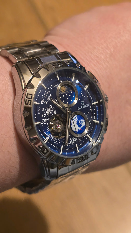 Glenaw Rotating Earth Automatic Self-Winding Watch - New