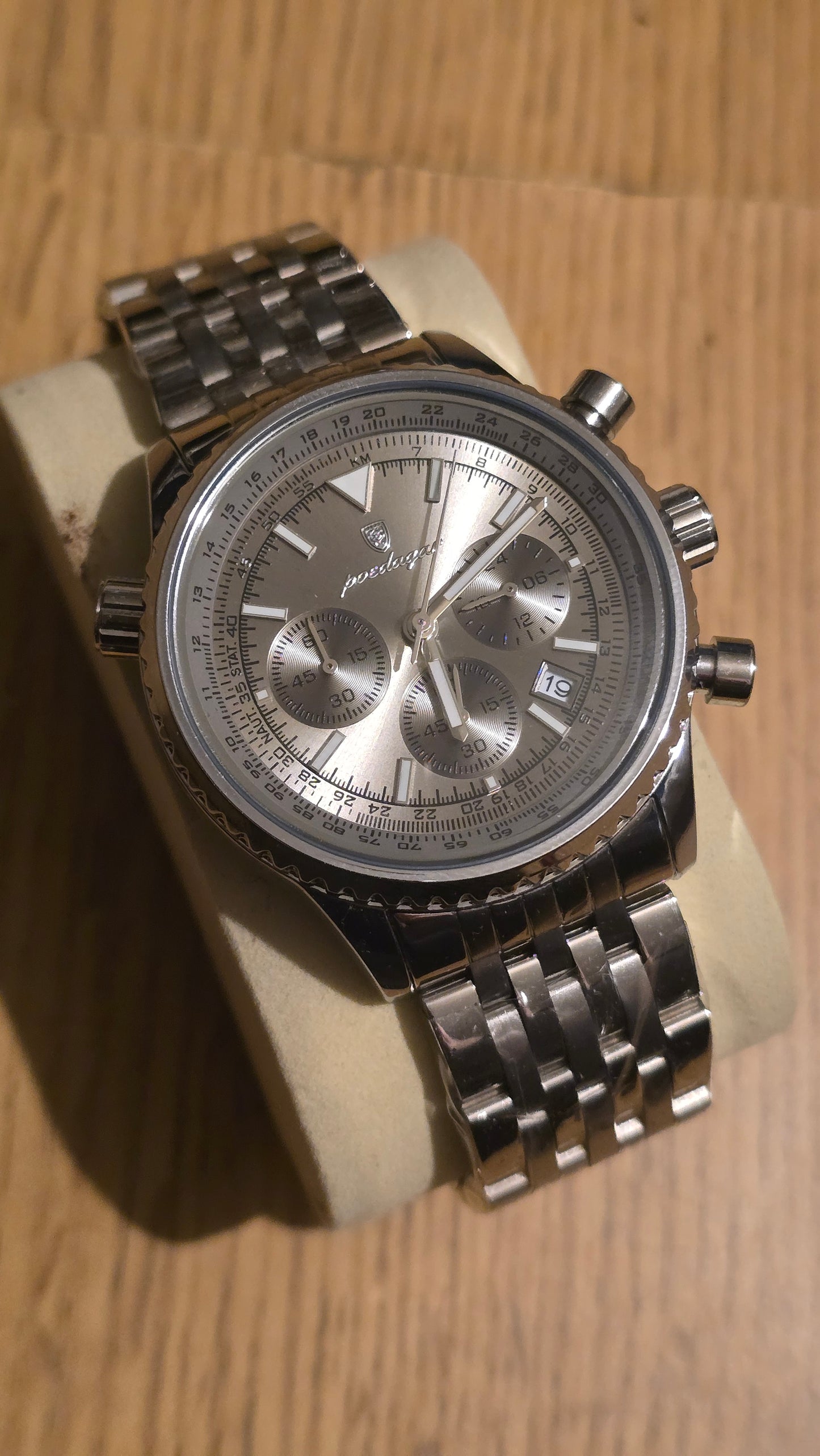 Poedagar Mens 960 Chronograph Quartz Watch - Silver - New - 1