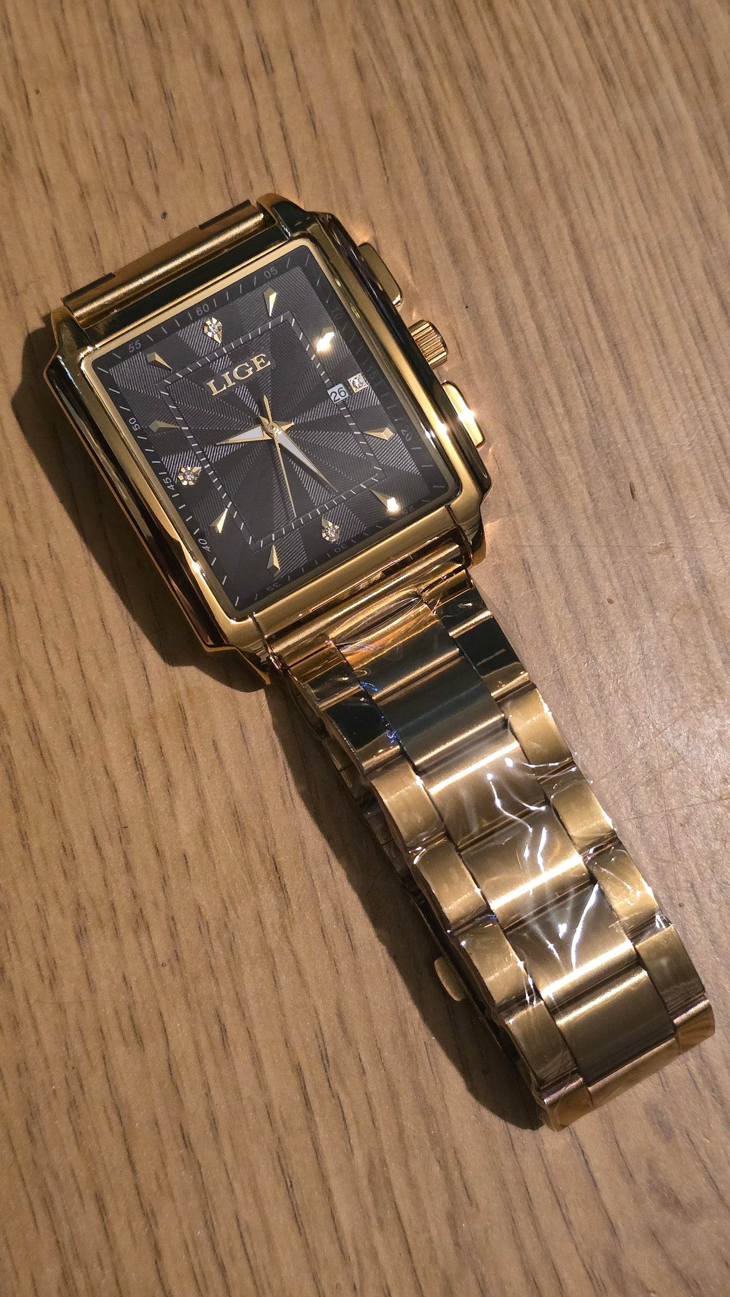 Lige Gold Coloured Mens Quartz Watch - New