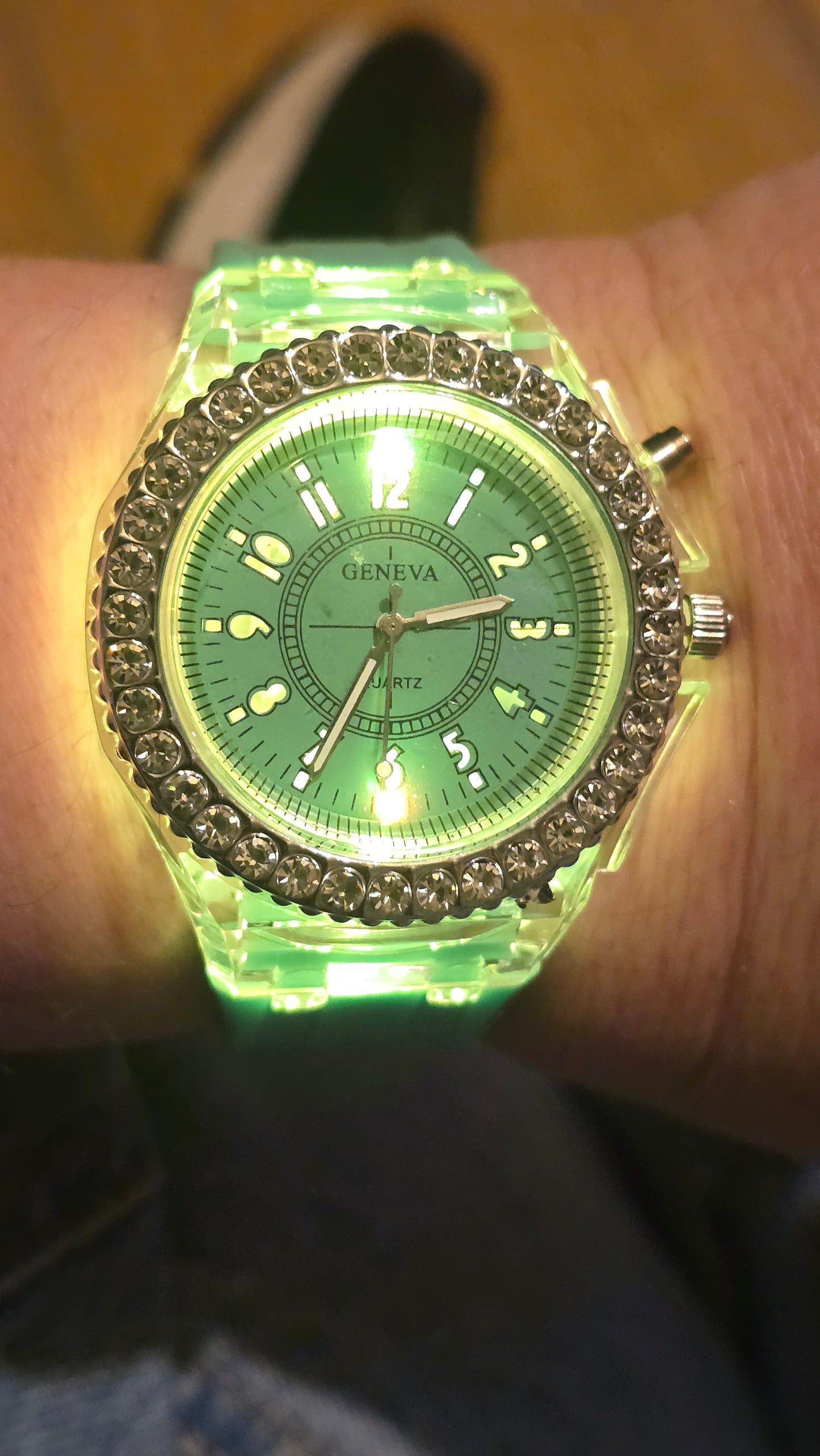Geneva Unisex Multi-coloured LED Quartz Watch - Green - New