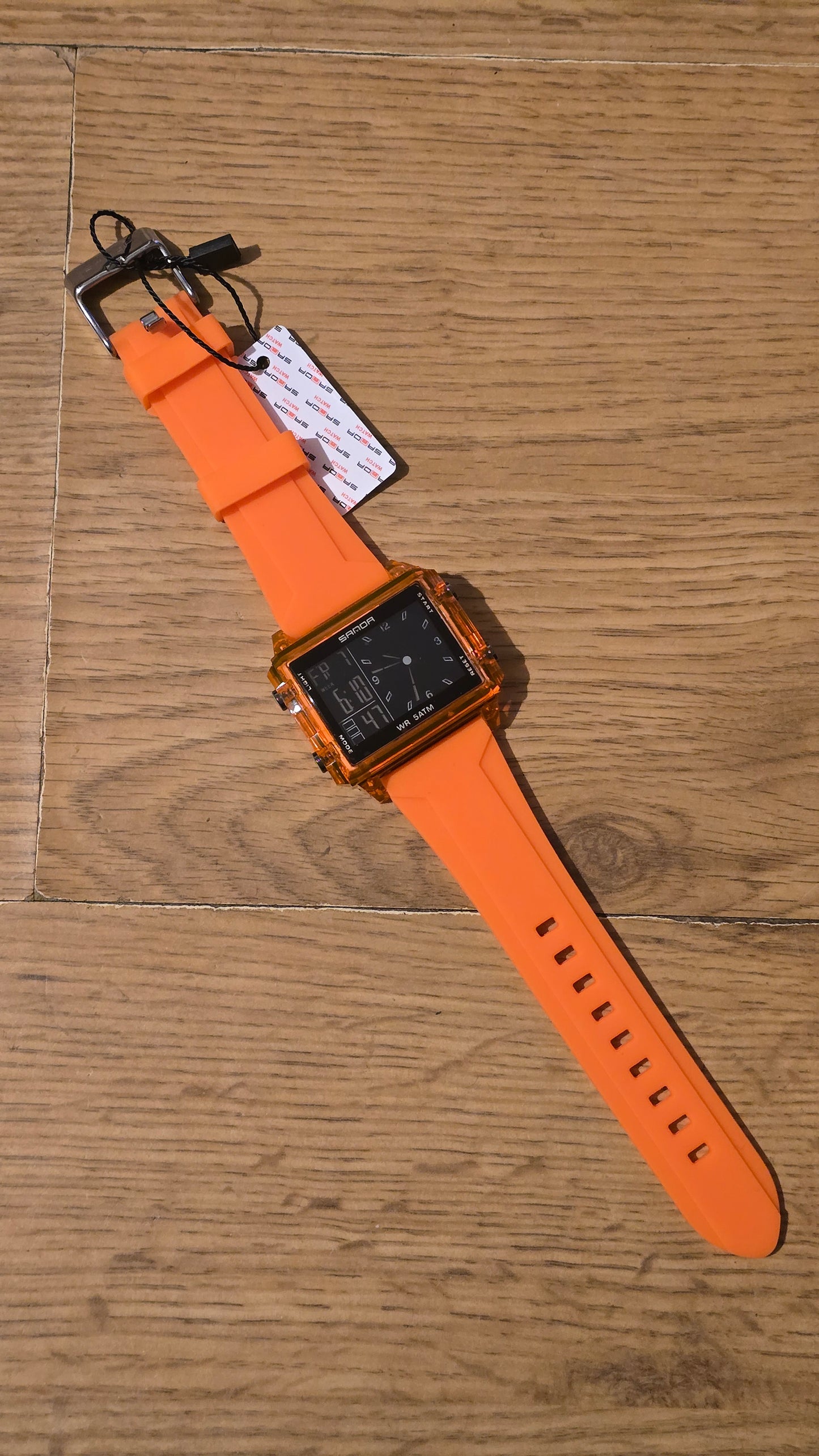 Sanda Mens Digital Quartz Watch - Orange - New - 1