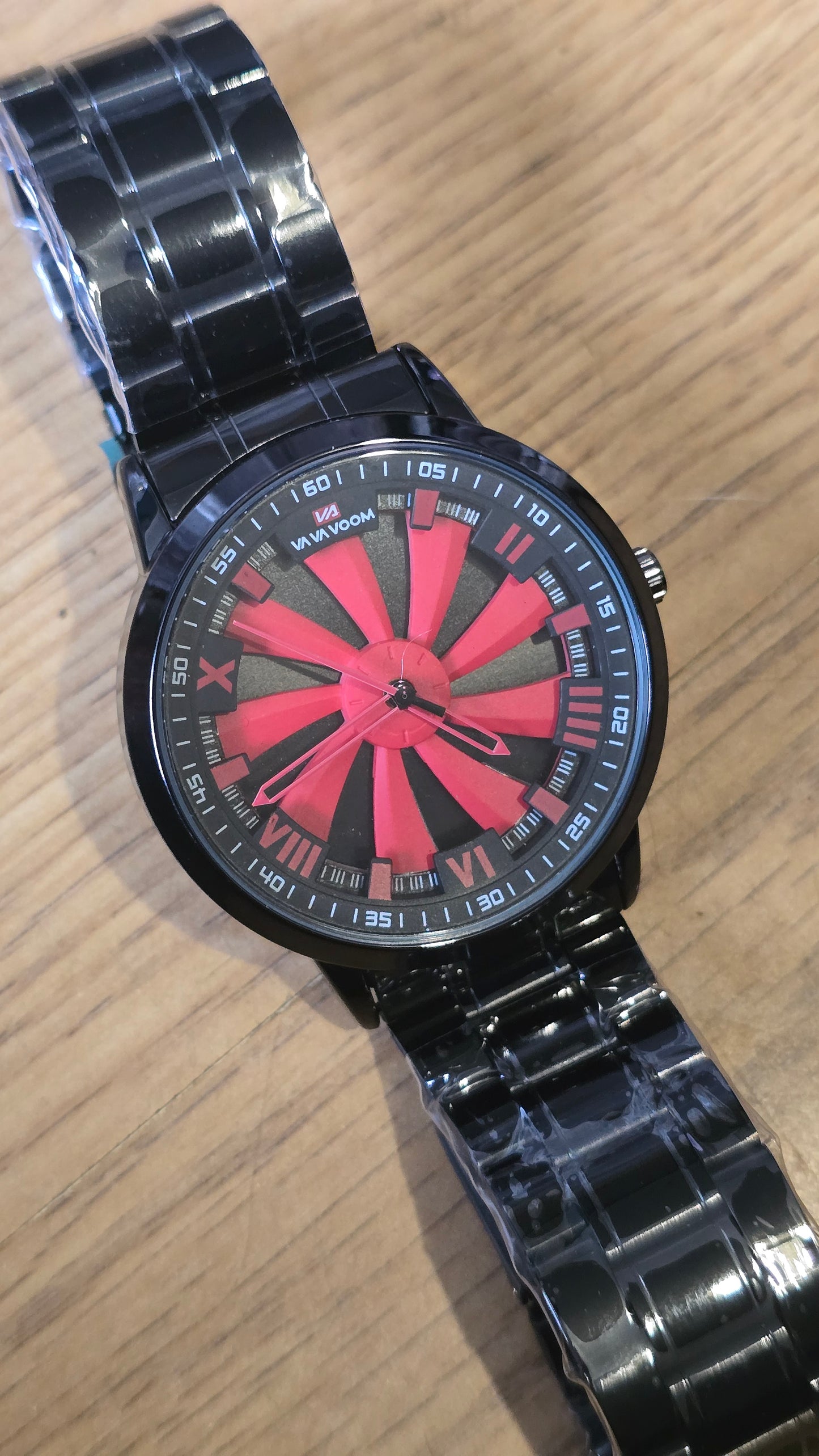 Va Va Voom Mens Revolving Wheel Sports Watch - Red - New - 1