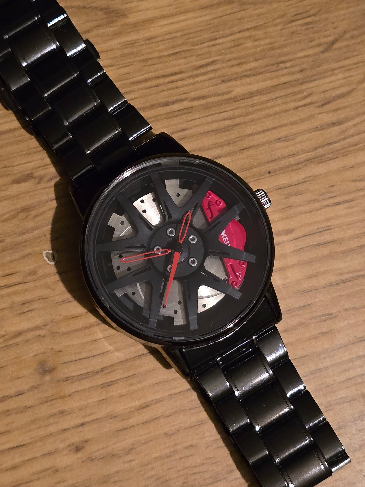 Mens Alloy Wheel Style Quartz Watch - Red - New - 1