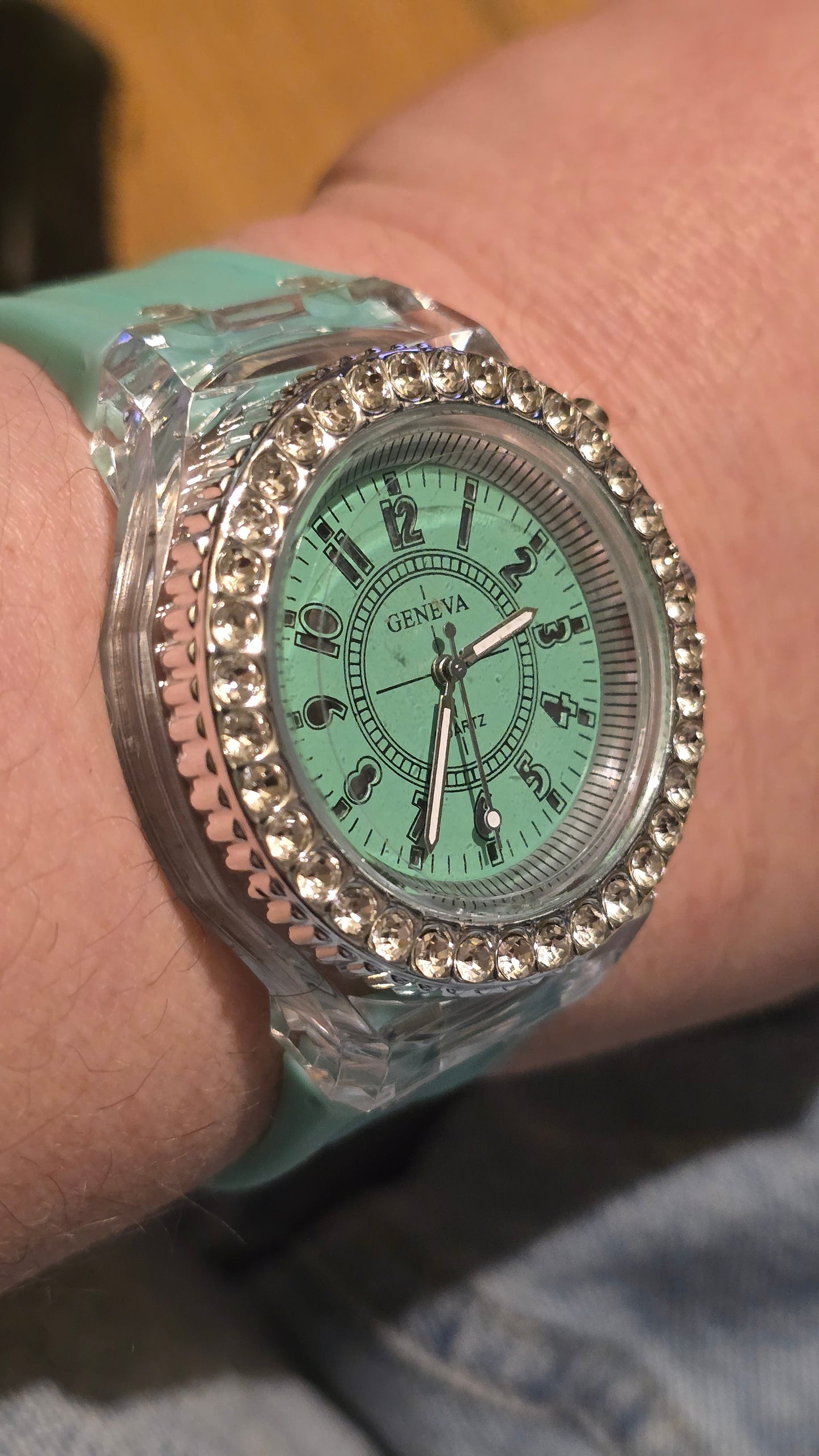 Geneva Unisex Multi-coloured LED Quartz Watch - Green - New