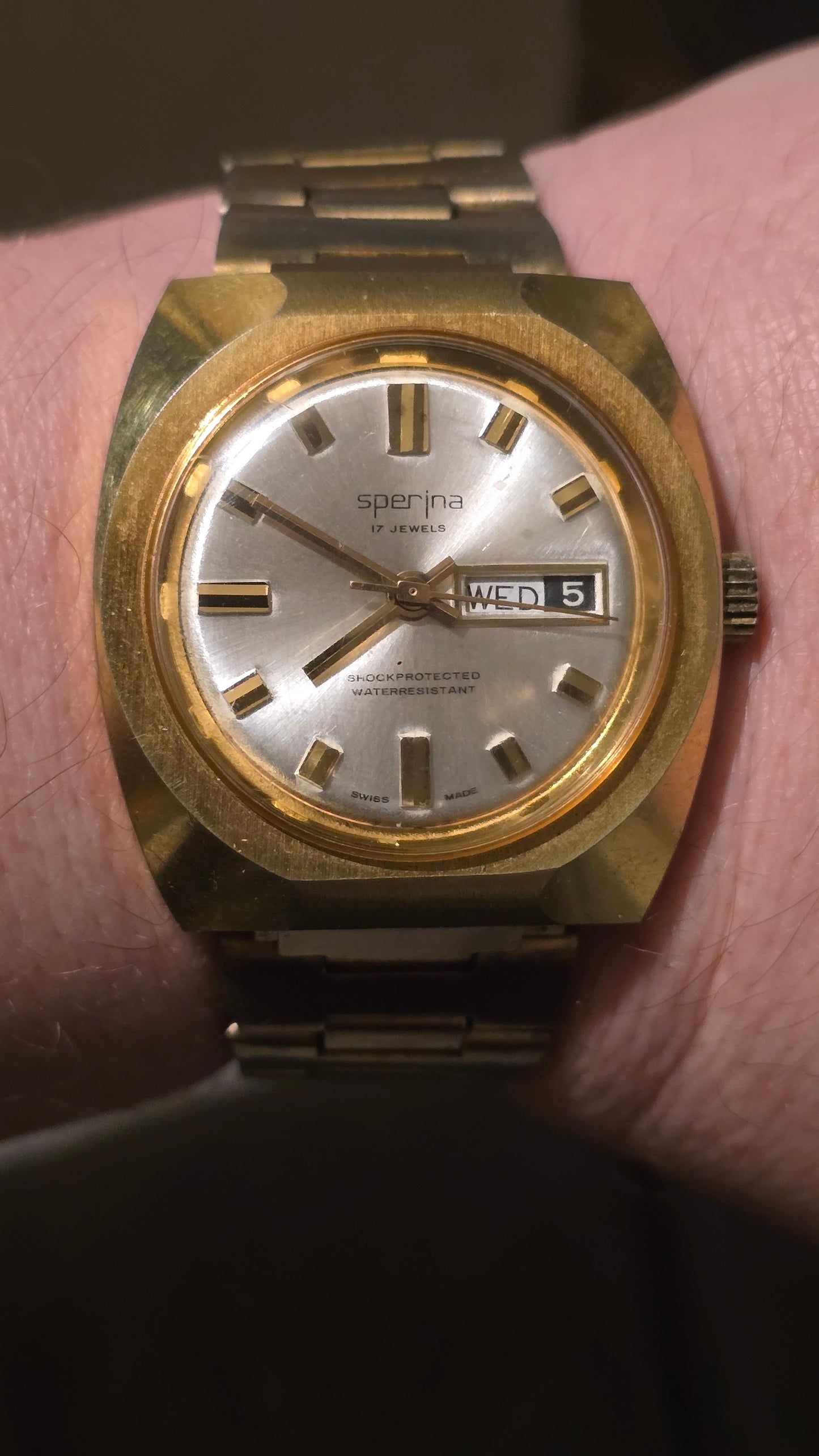 Sperina Vintage Mens Gold Plated 17 Jewel Mechanical Wind-up Watch - Pre-owned - 1