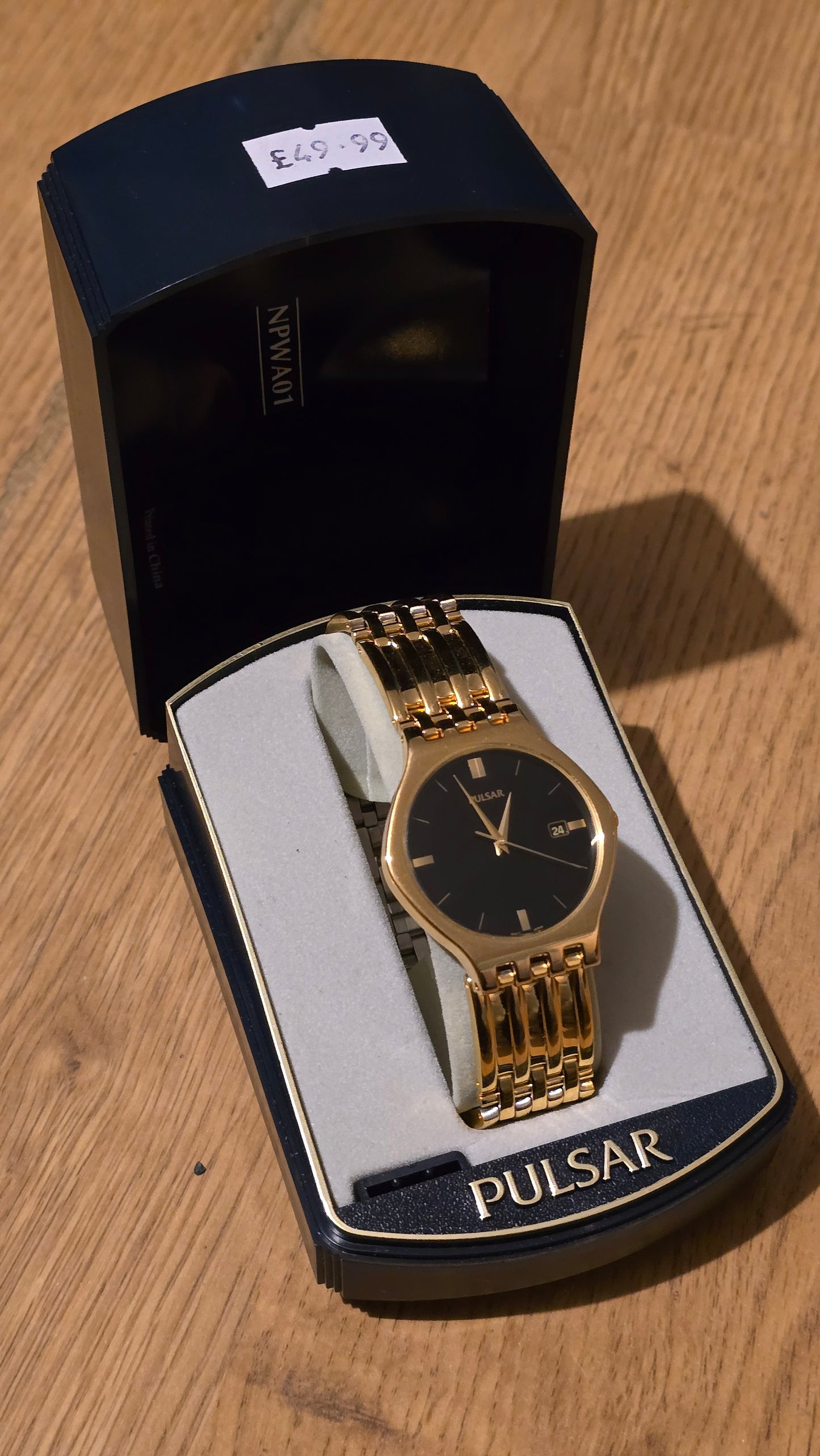 Pulsar Mens Gold Plated Quartz Watch - New