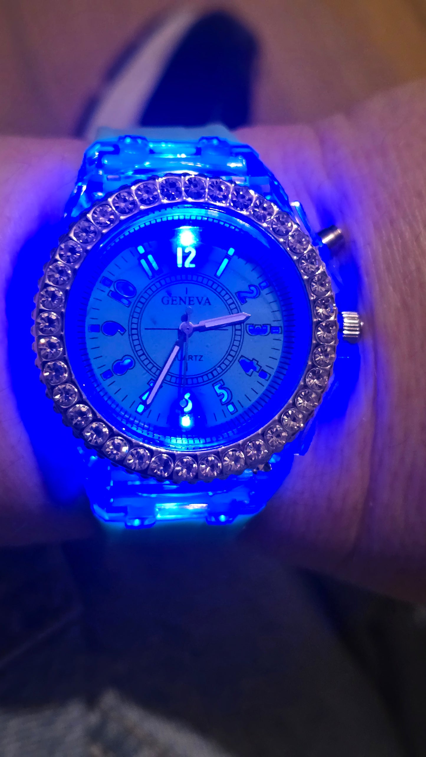 Geneva Unisex Multi-coloured LED Quartz Watch - Green - New