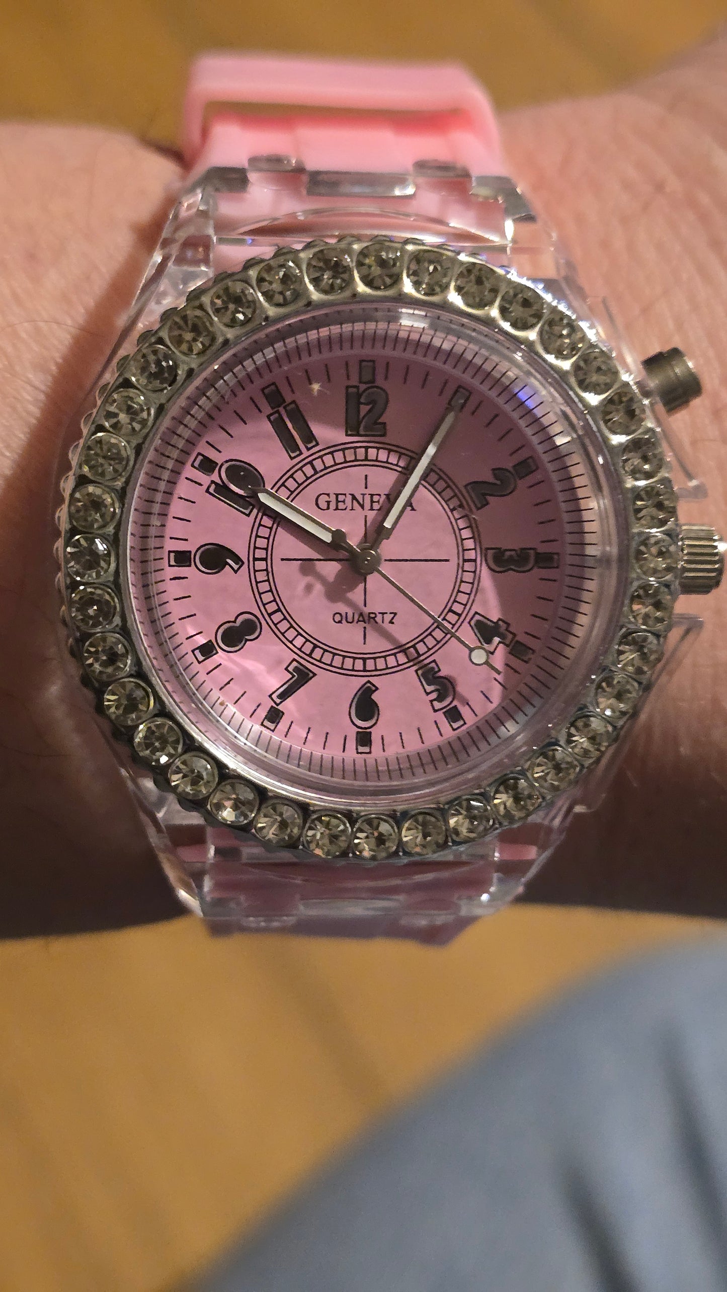 Geneva Unisex Multi-coloured LED Quartz Watch - Pink - New