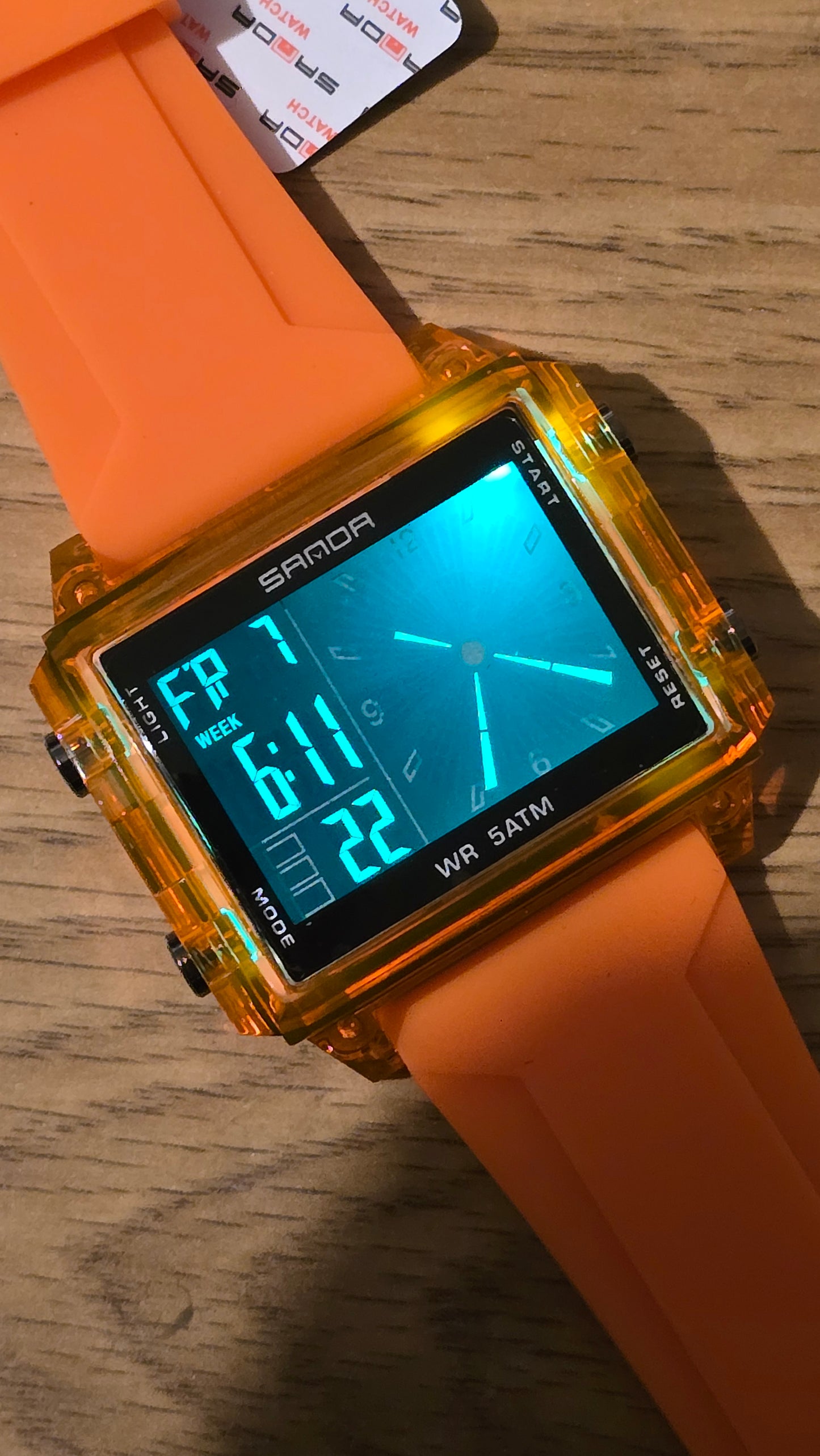 Sanda Mens Digital Quartz Watch - Orange - New - 1