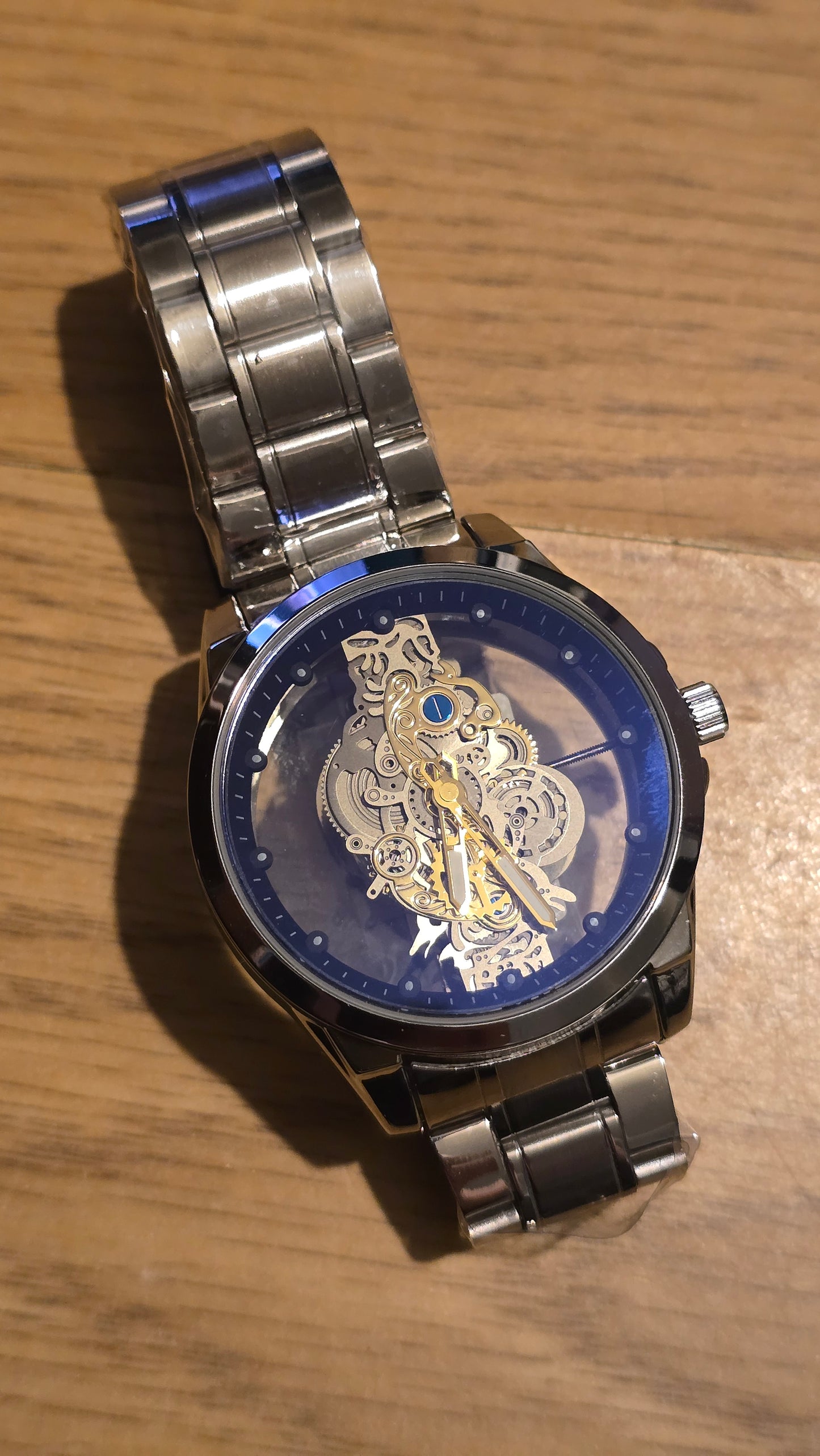 Louisifs Mens Skeleton Quartz Watch - Silver - New