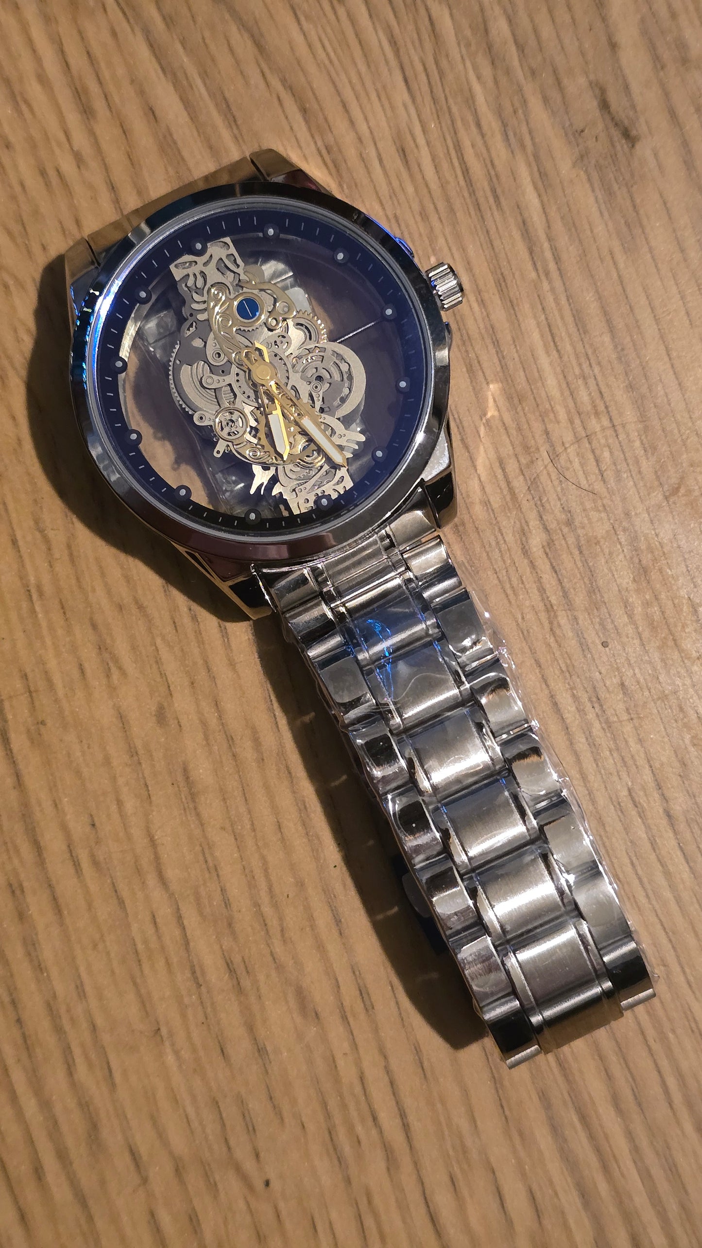 Louisifs Mens Skeleton Quartz Watch - Silver - New