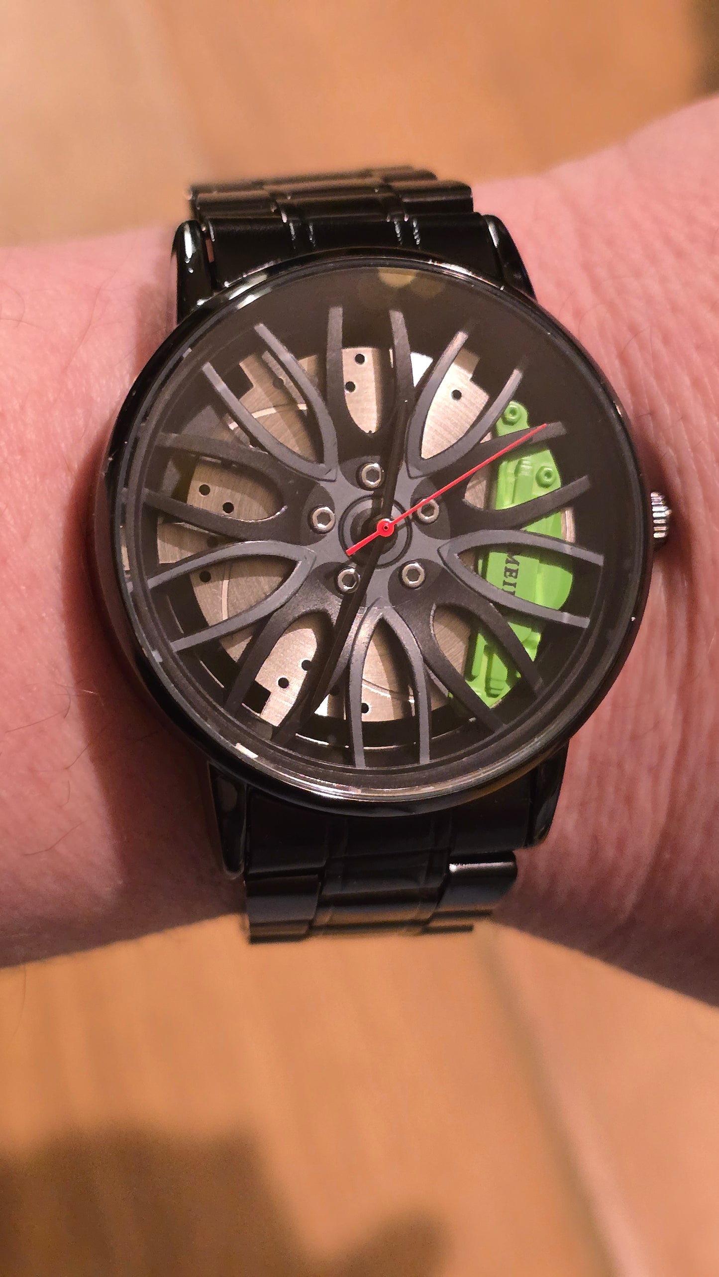 Mens / Unisex Alloy Wheel Style Quartz Watch - Green - New - 2